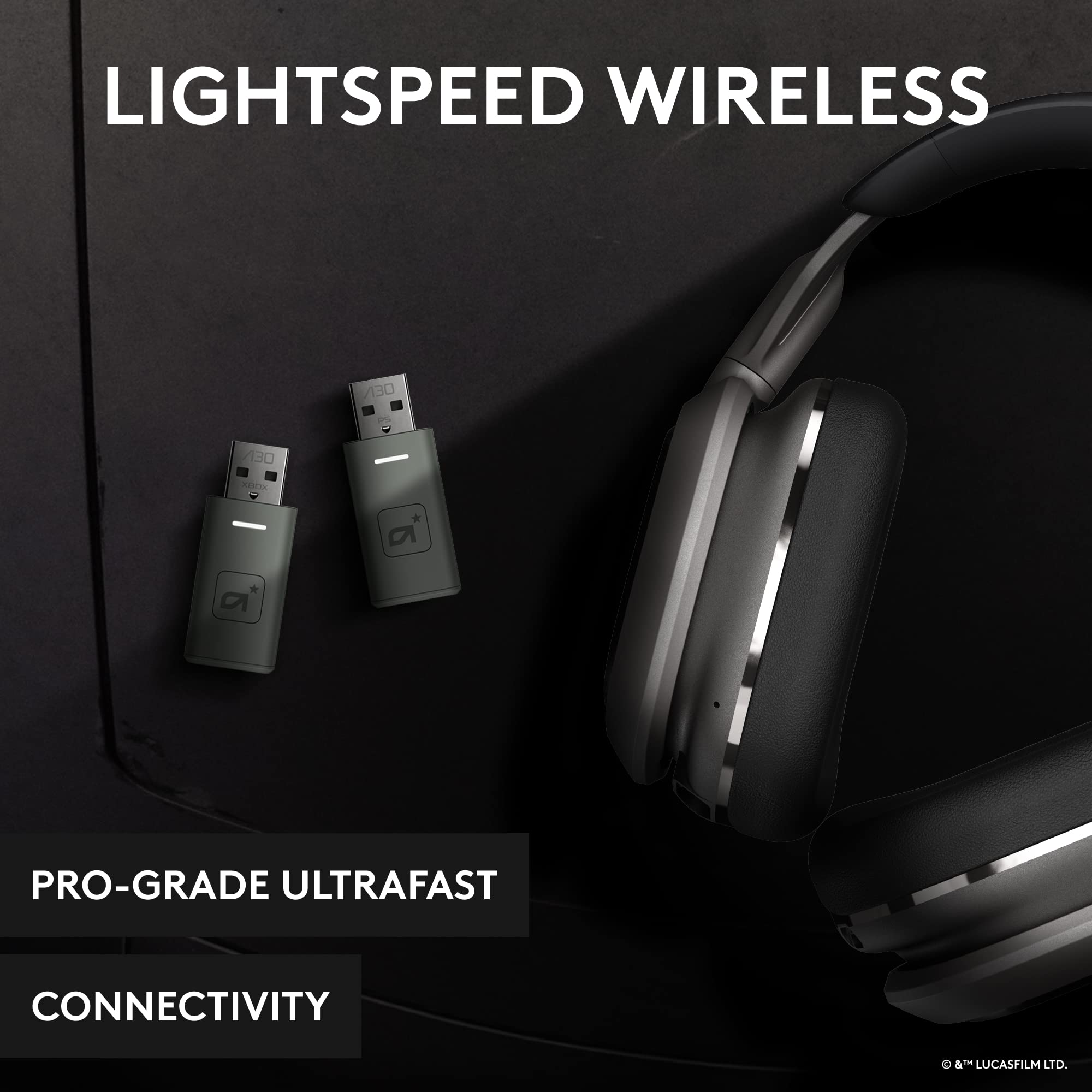 Logitech G Astro A30 Lightspeed Wireless Gaming Headset for Xbox Series X|S, PC, Switch - Bluetooth & 2.4Ghz Dual Connectivity, Detachable Mic, USB-C/3.5mm - The Mandalorian Edition (Silver) - Perfect for Competitive Gaming & Streaming