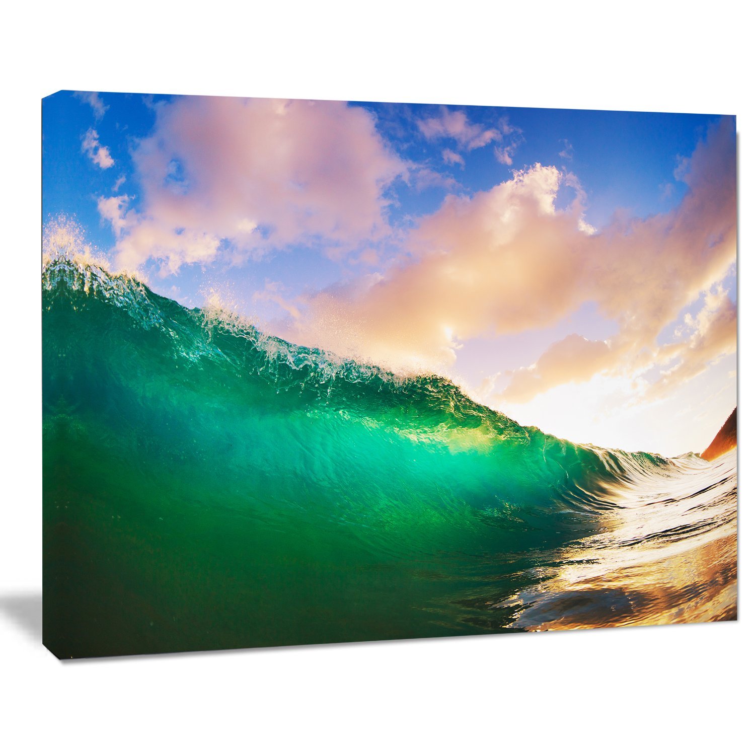 Waves Under Cloudy Sky Seascape Canvas Art Print - Ocean Wall Decor for Living Room, Bedroom & Office - Coastal Home Decor & Beach Themed Gift