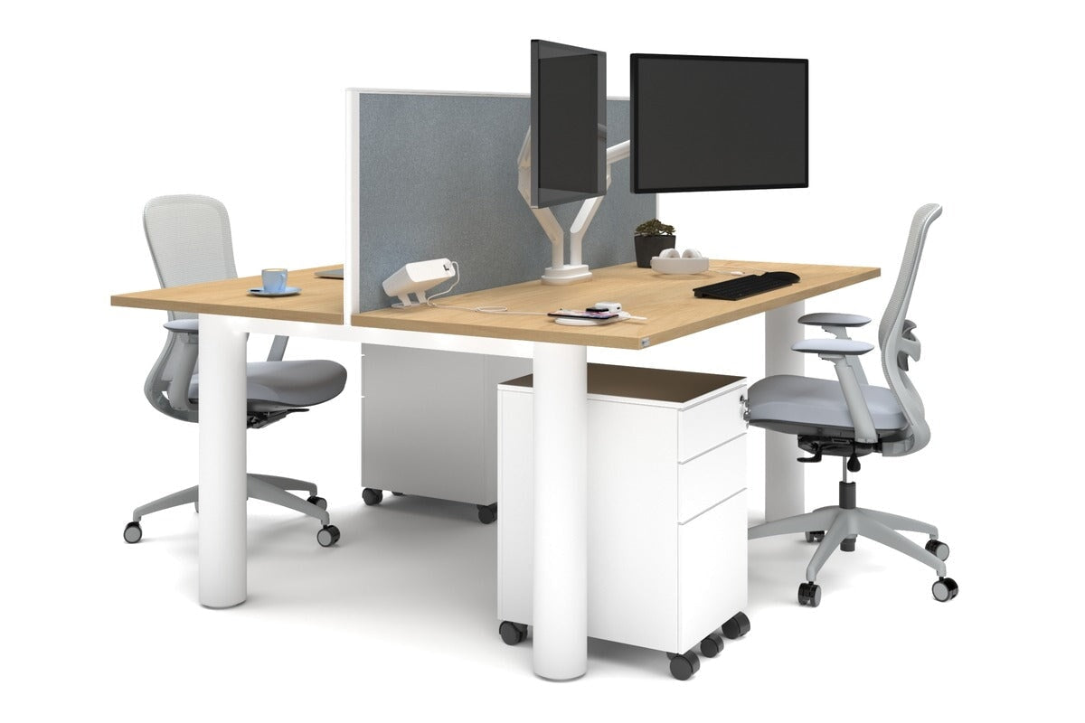 Quadro Cylinder Leg 2 Person Office Workstation - 1800L x 700W Modern Desk for Collaborative Workspaces | Perfect for Office, Coworking Spaces & Home Offices