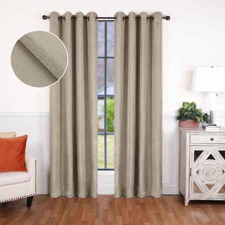 Linen Pattern Blackout Curtains Set - Washable Room Darkening Window Treatments for Bedroom & Living Room | Noise Reducing & Thermal Insulated Drapes