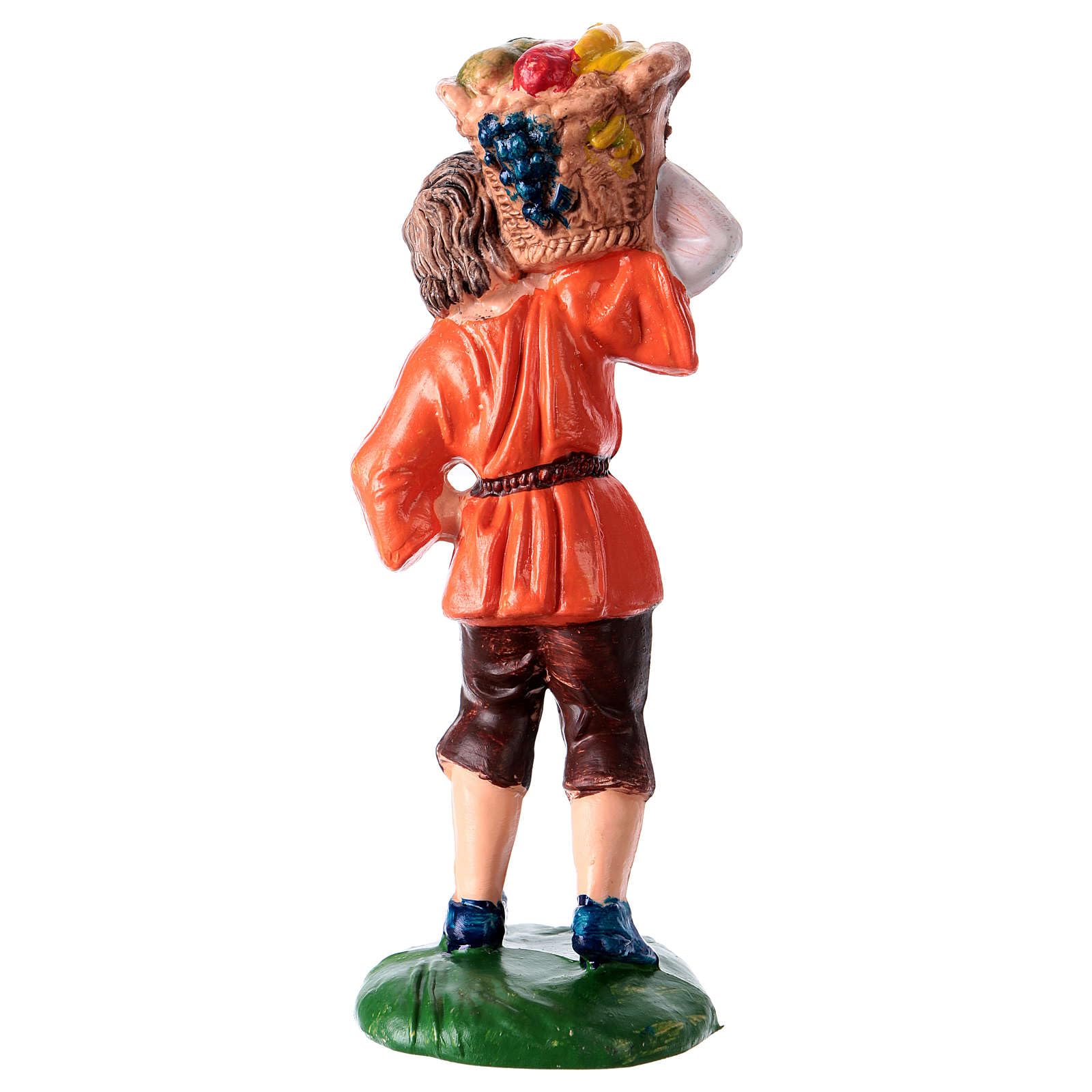 10cm Nativity Scene Man with Basket - Handcrafted Christmas Figurine for Holiday Decorations & Home Nativity Displays