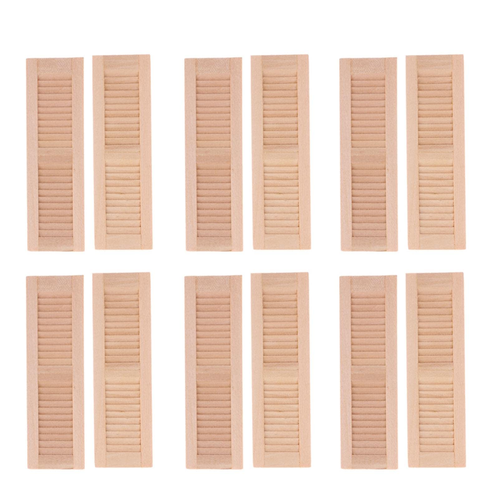 Milageto 12-Piece 1:12 Scale Miniature Blind Windows Shutter Set - Realistic Dollhouse Accessories for DIY Model Scenes, Room Decor & Miniature Displays