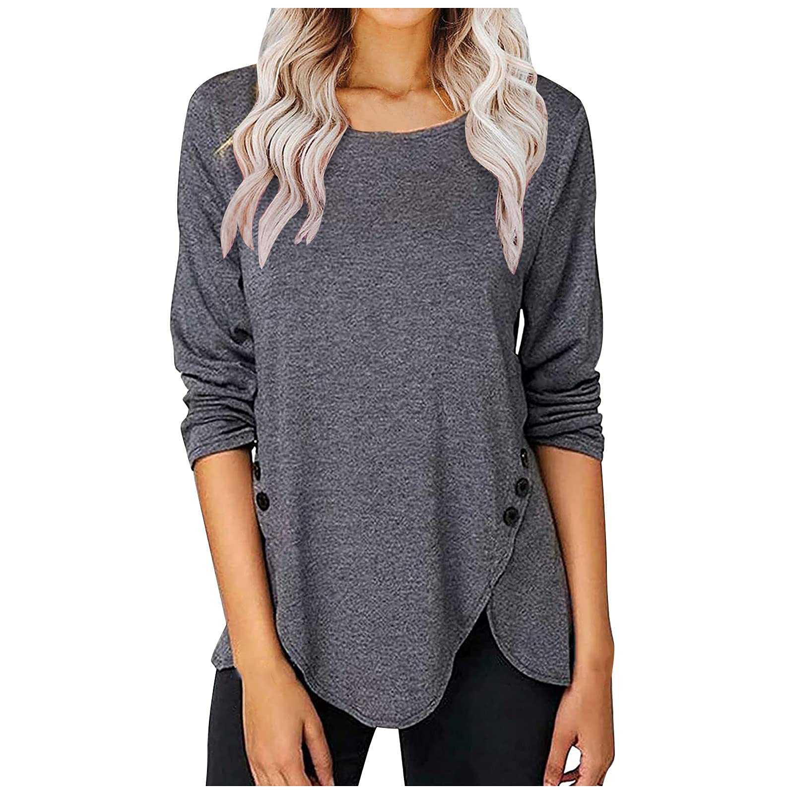 Women's Long Sleeve Color Block T-Shirt - Casual Loose Fit Comfortable Top for Everyday Wear | Perfect for Work, Outings & Relaxation