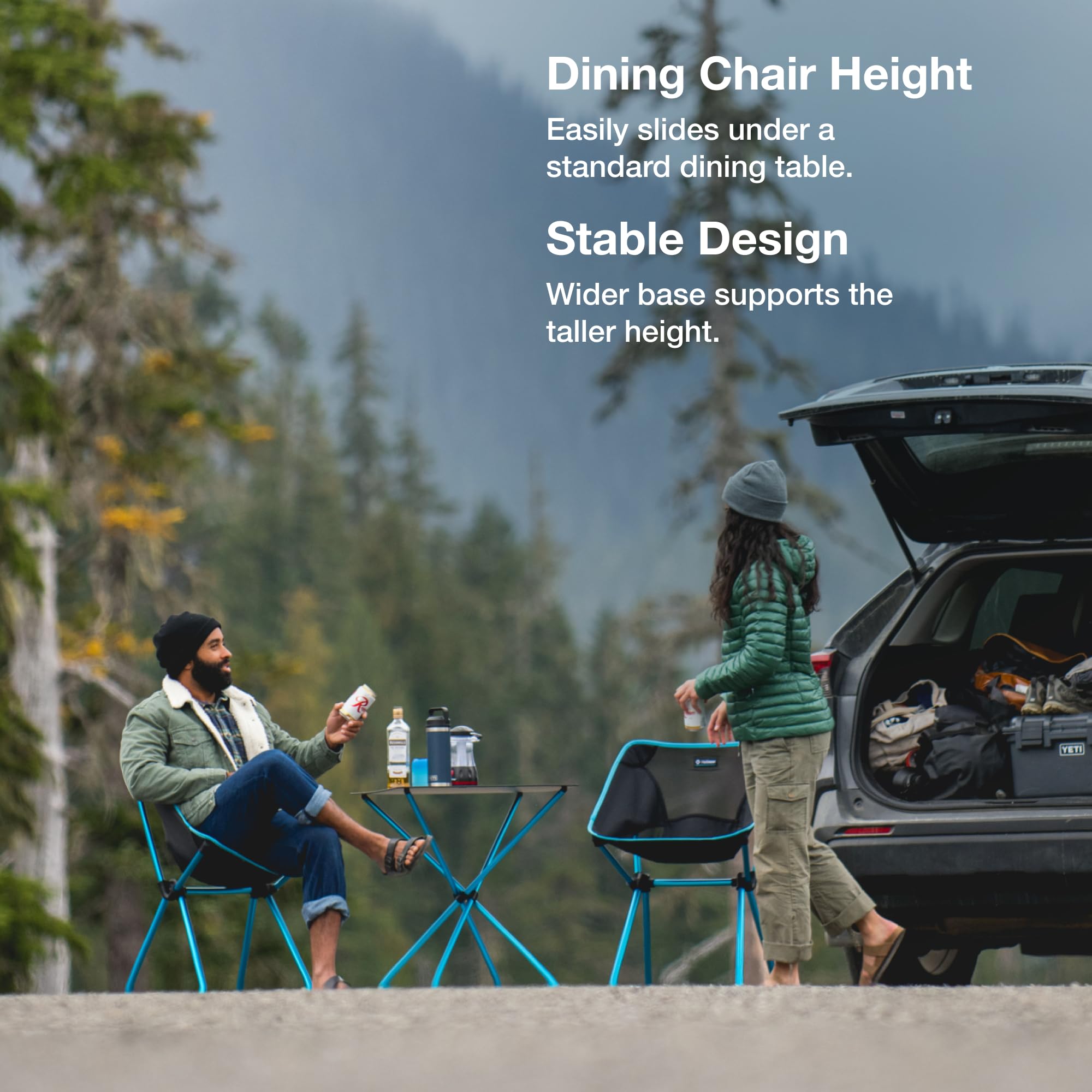 Helinox Café Chair - Lightweight, Collapsible Outdoor Dining Chair for Camping, Picnics & Travel - Compact & Portable - Black