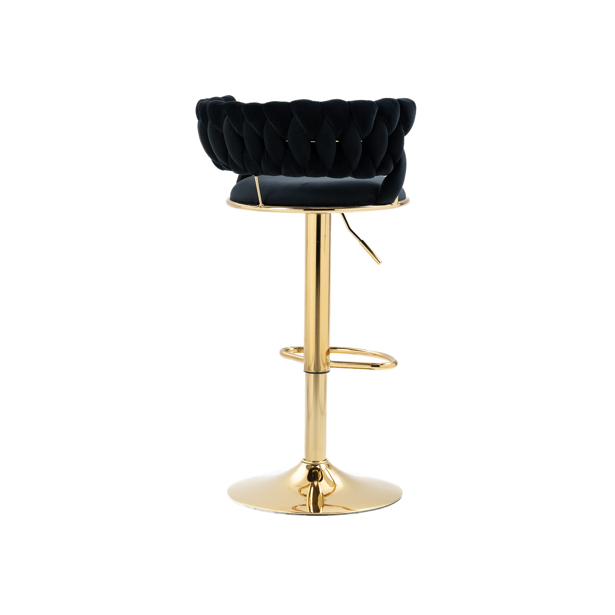 2-Pack Swivel Bar Stools with Footrest - Adjustable Height Kitchen Counter Stools, Velvet Upholstered Dining Chairs for Breakfast Bar, Home Bar & Small Spaces (Modern Style, Black) - Perfect for Kitchen Islands, Coffee Shops & Compact Dining Areas
