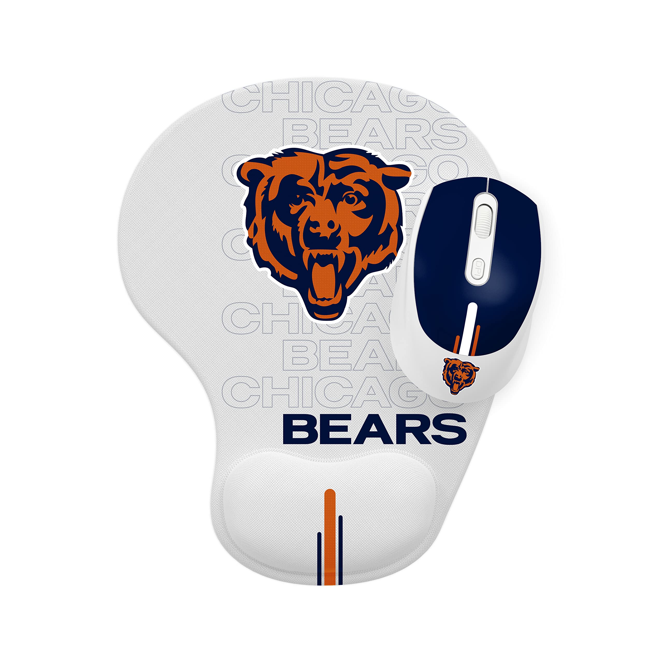 SOAR NFL Chicago Bears Wireless Mouse with Mouse Pad - Officially Licensed Gaming Mouse for PC, Laptop - Perfect for Football Fans, Office Work & Gaming Setups