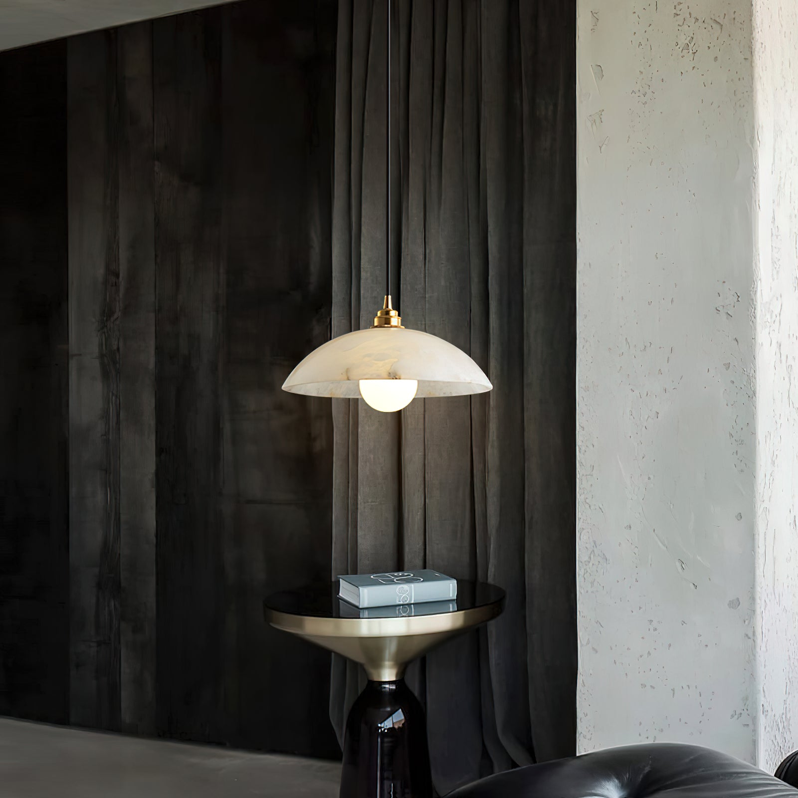 Elegant Dome Alabaster Pendant Light - Modern Crystal Glass Ceiling Lamp for Dining Room, Kitchen Island & Bedroom Lighting