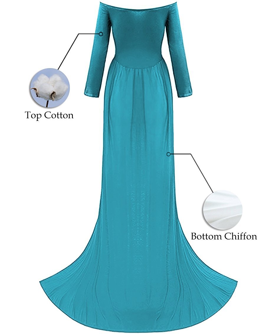 ZIUMUDY Maternity Maxi Dress - Elegant Chiffon Photography Gown with Split Front for Maternity Photoshoots, Baby Showers & Pregnancy Announcements