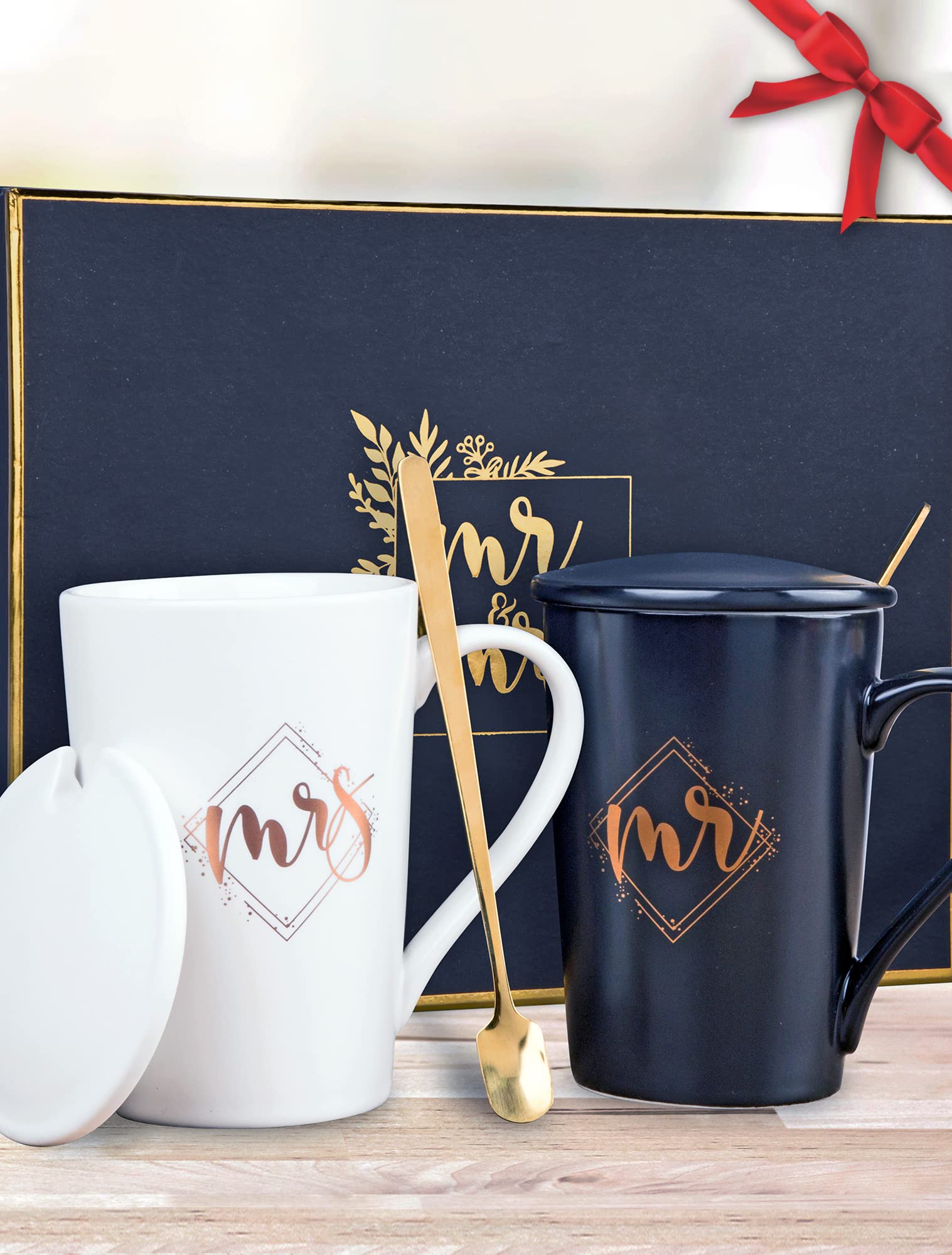 KEDRIAN Mr and Mrs Coffee Mug Set - Best Wedding Gift for Couples, Newlyweds & Anniversaries - His and Her Matching Mugs for Engagement, Marriage & Romantic Occasions - Perfect for Morning Coffee, Anniversary Celebrations & Couple Gift Ideas
