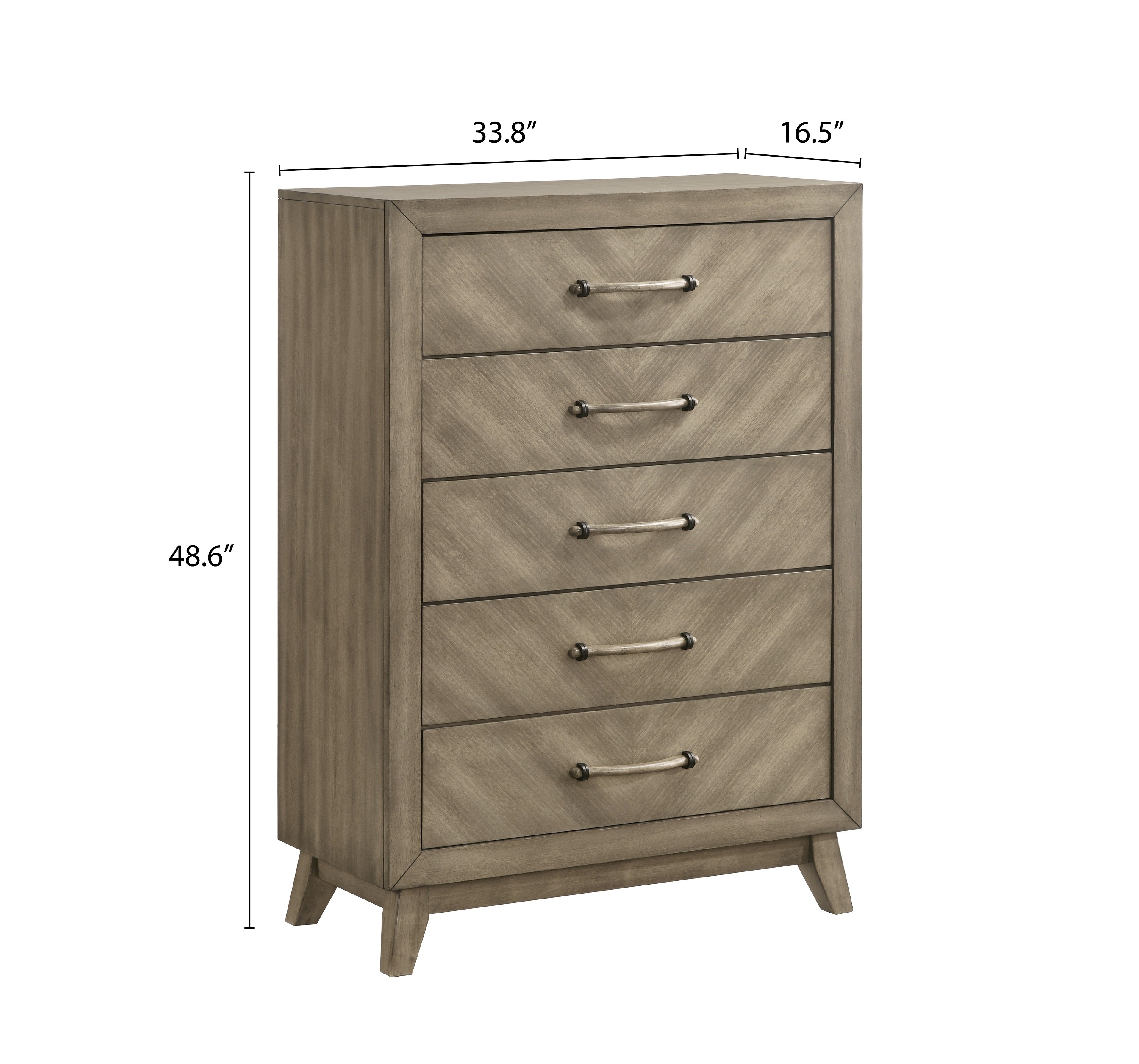 Roundhill Furniture Arena Contemporary 5-Drawer Chest in Antique Gray - Modern Bedroom Dresser with Spacious Storage for Clothes & Accessories - Perfect for Master Bedroom, Guest Room or Dorm Organization