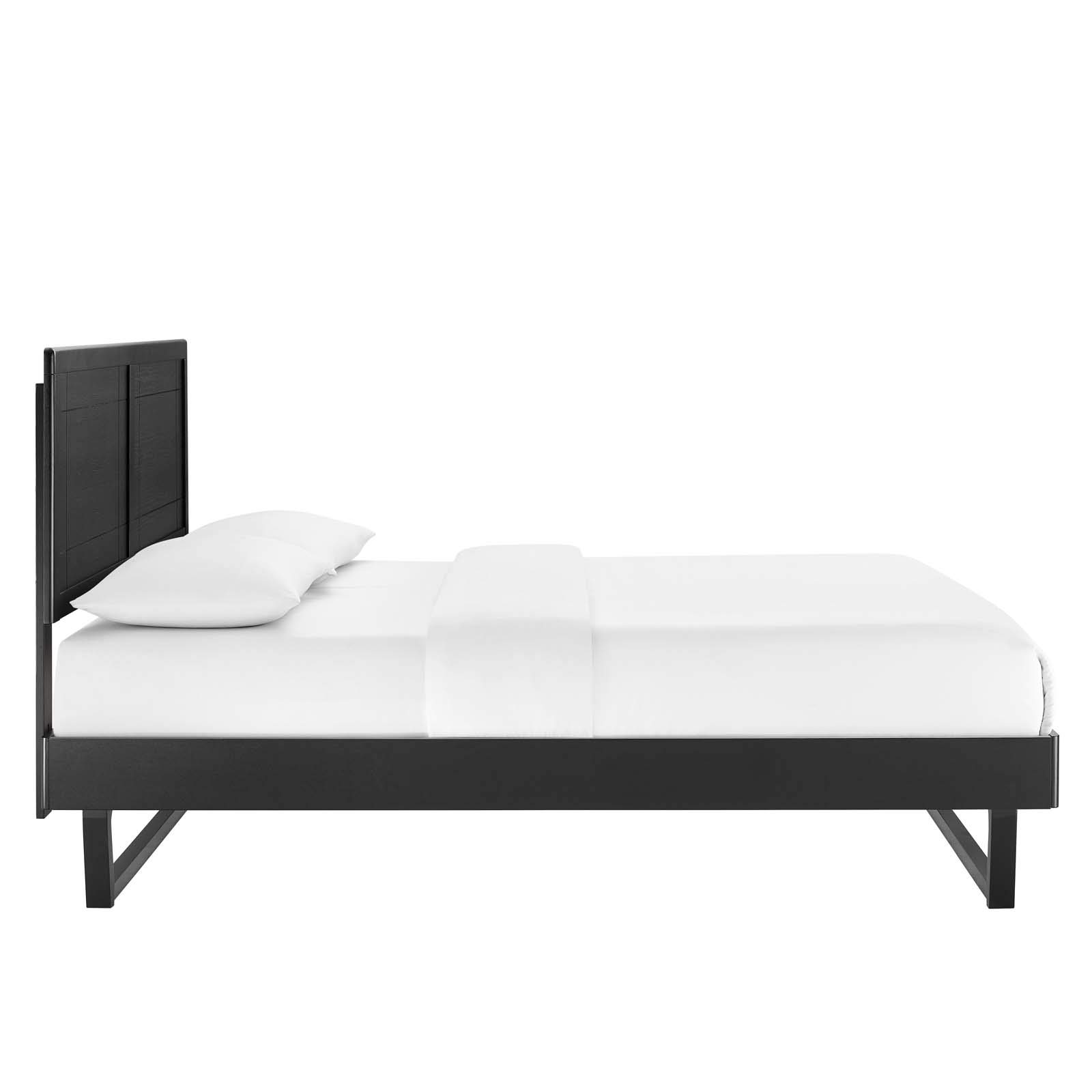 Modway MOD-6625-BLK Marlee Full Size Wood Platform Bed Frame with Angular Design, Black - Modern Bedroom Furniture for Small Spaces & Guest Rooms