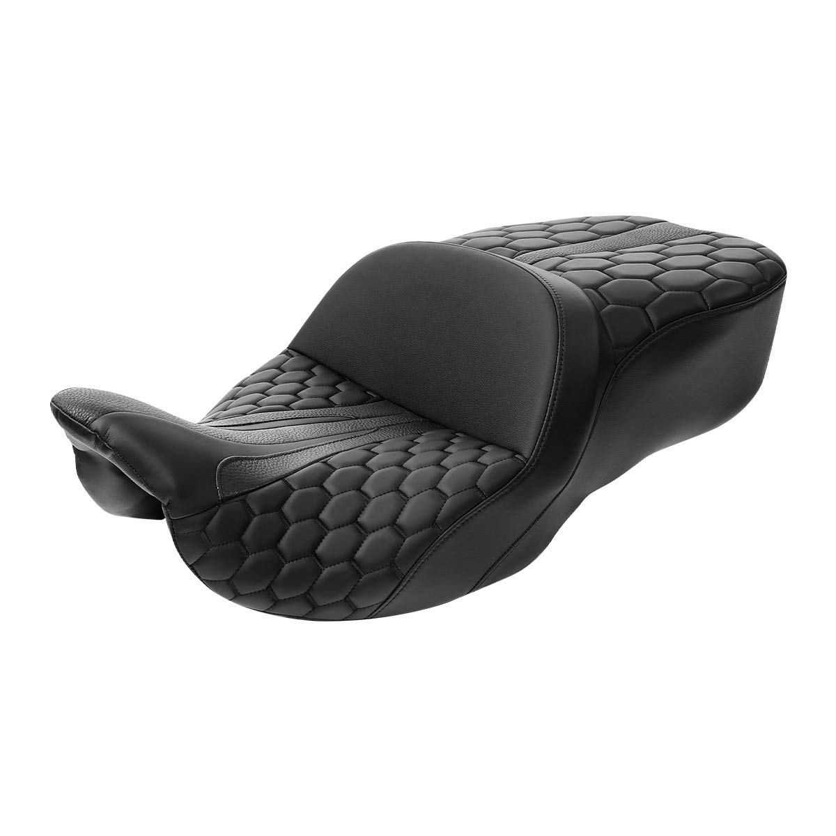 Premium Two-Up One-Piece Rider & Passenger Seat for Harley Touring Models (2009-2023) - Road King, Street Glide, Road Glide, Electra Glide, Tri Glide & Ultra Classic - Extended Comfort for Long Rides & Road Trips