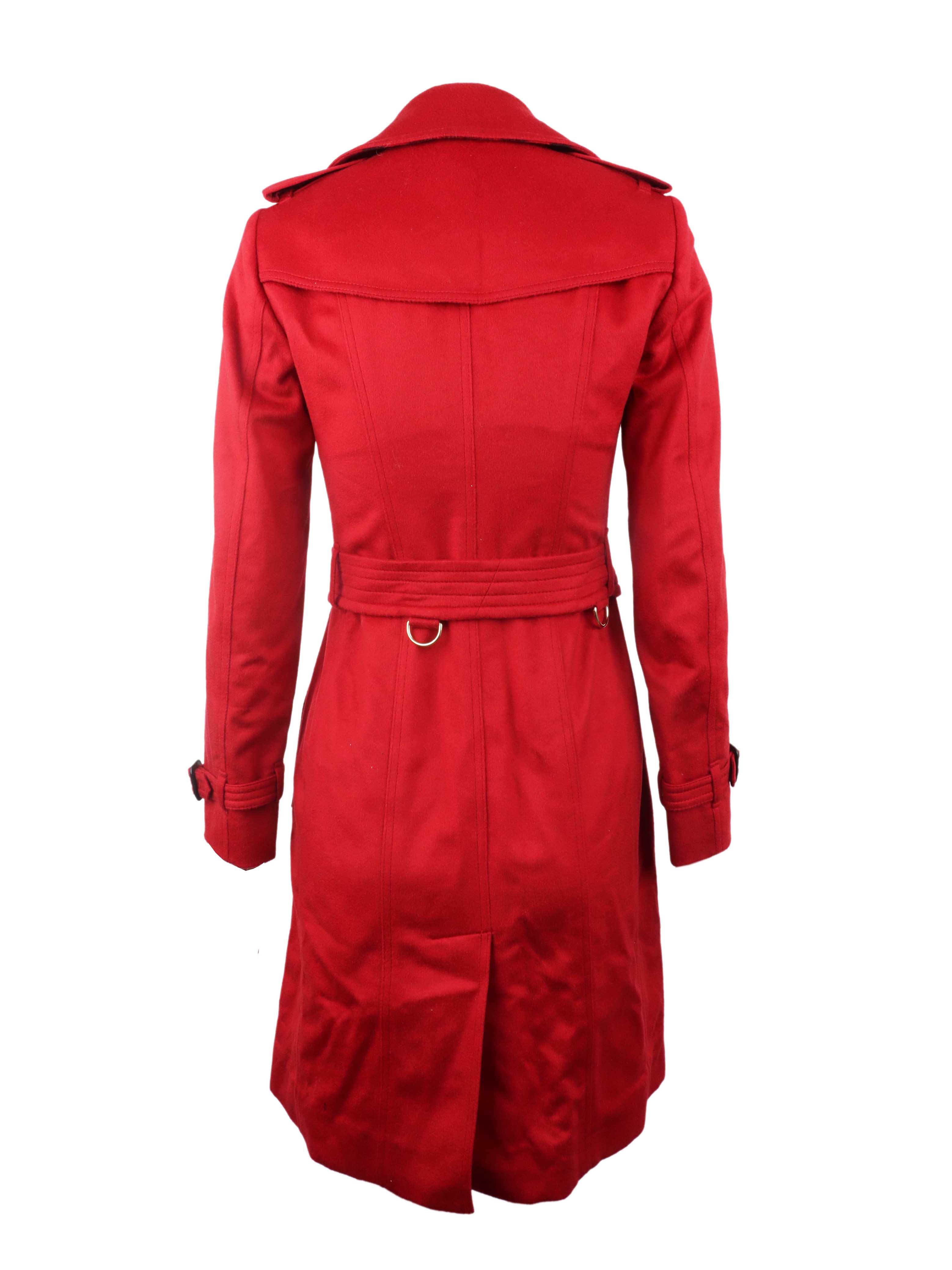 Burberry Red Cashmere Coat for Women - Luxury Winter Warm Wool Blend Trench Coat | Perfect for Office, Parties & Holiday Outfits