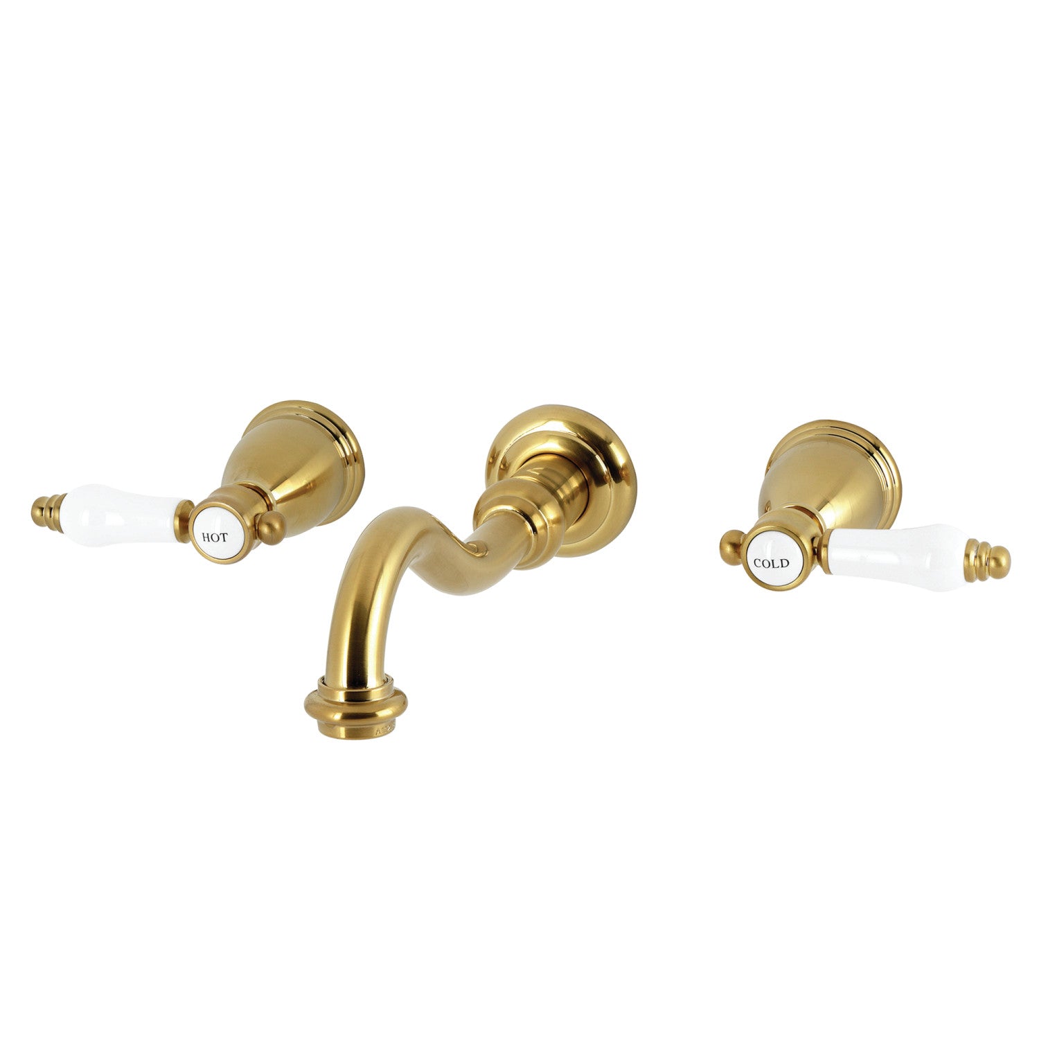 Bel Air KS3127BPL Brushed Brass 3-Hole Wall Mount Bathroom Faucet with Double Handles - Perfect for Modern Bathroom, Powder Room, and Spa Style Decor