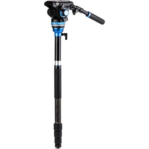 Benro Aero 6 PRO Carbon Fiber Video Tripod with S6 PRO Fluid Head - 13.2 lb Capacity, Leveling Column & Monopod Conversion for Travel Filmmaking - Perfect for Vlogging, Documentary & Outdoor Photography (C3883TS6PRO)