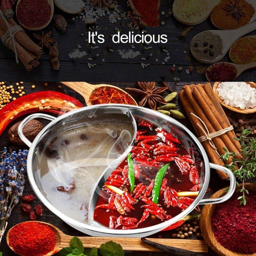Hot Pot Cookware with Divider - Stainless Steel Shabu Shabu Pot for Home Cooking, Party & Asian Cuisine | Perfect for Family Gatherings & Entertaining