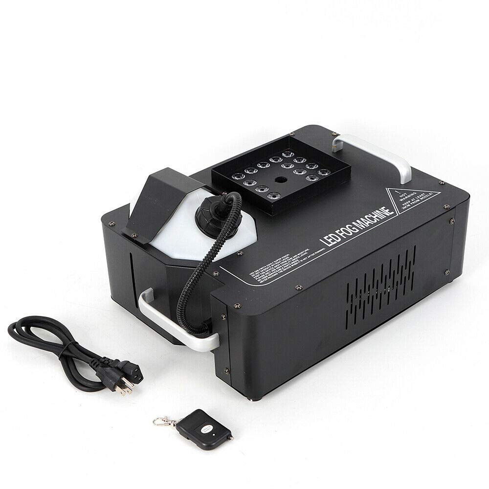 1500W Professional Fog Machine with RGB LED Lights & Remote Control - Vertical Spray DJ Stage Fogger for Halloween Parties, Concerts, Theater & Special Effects