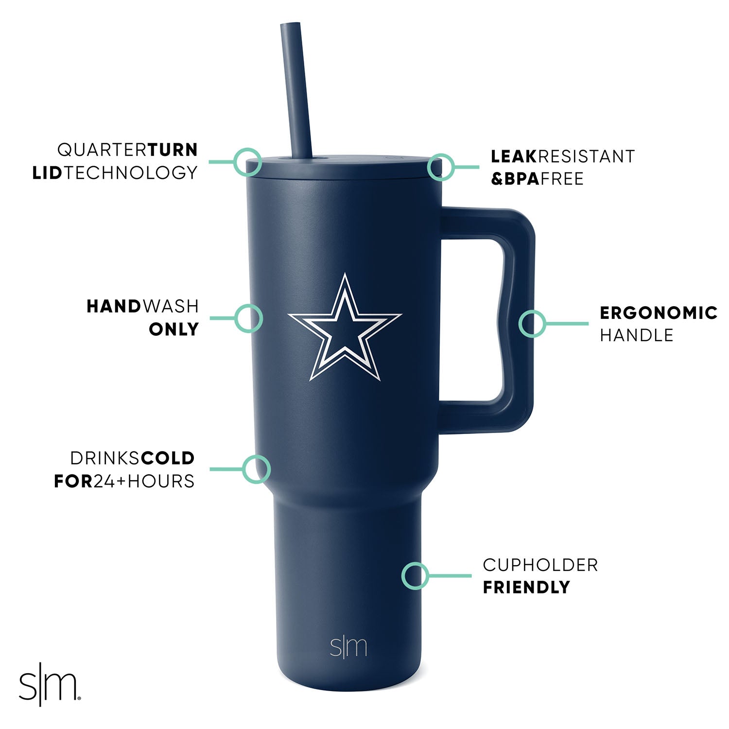 NFL Trek Tumbler 20oz Stainless Steel Insulated Water Bottle with Lid - Leakproof & Sweatproof - Perfect for Football Games, Camping & Outdoor Adventures