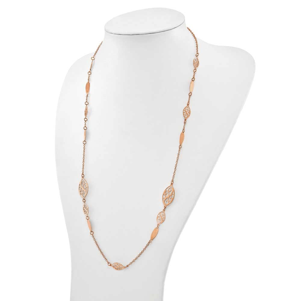 Elegant Sterling Silver Rose Gold-Plated Filigree Necklace for Women | Perfect for Weddings, Anniversaries & Date Nights