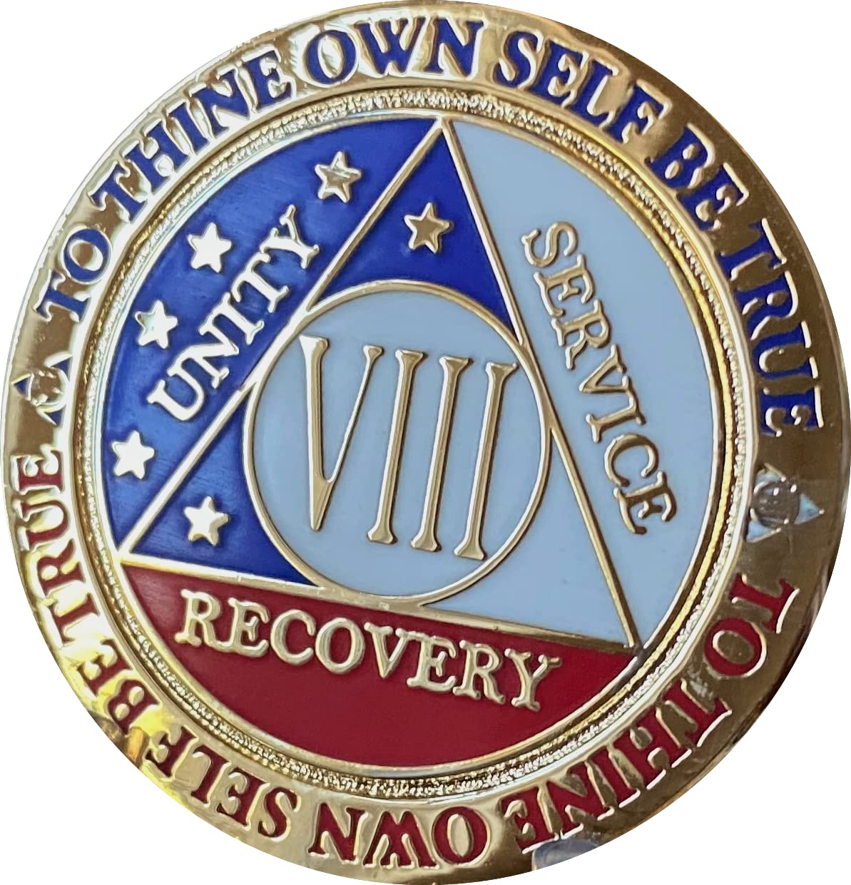 8 Year AA Medallion Patriotic Gold Plated Chip - Red White Blue Stars & Stripes Design | Perfect for Military Gifts, Collectibles & Patriotic Decor