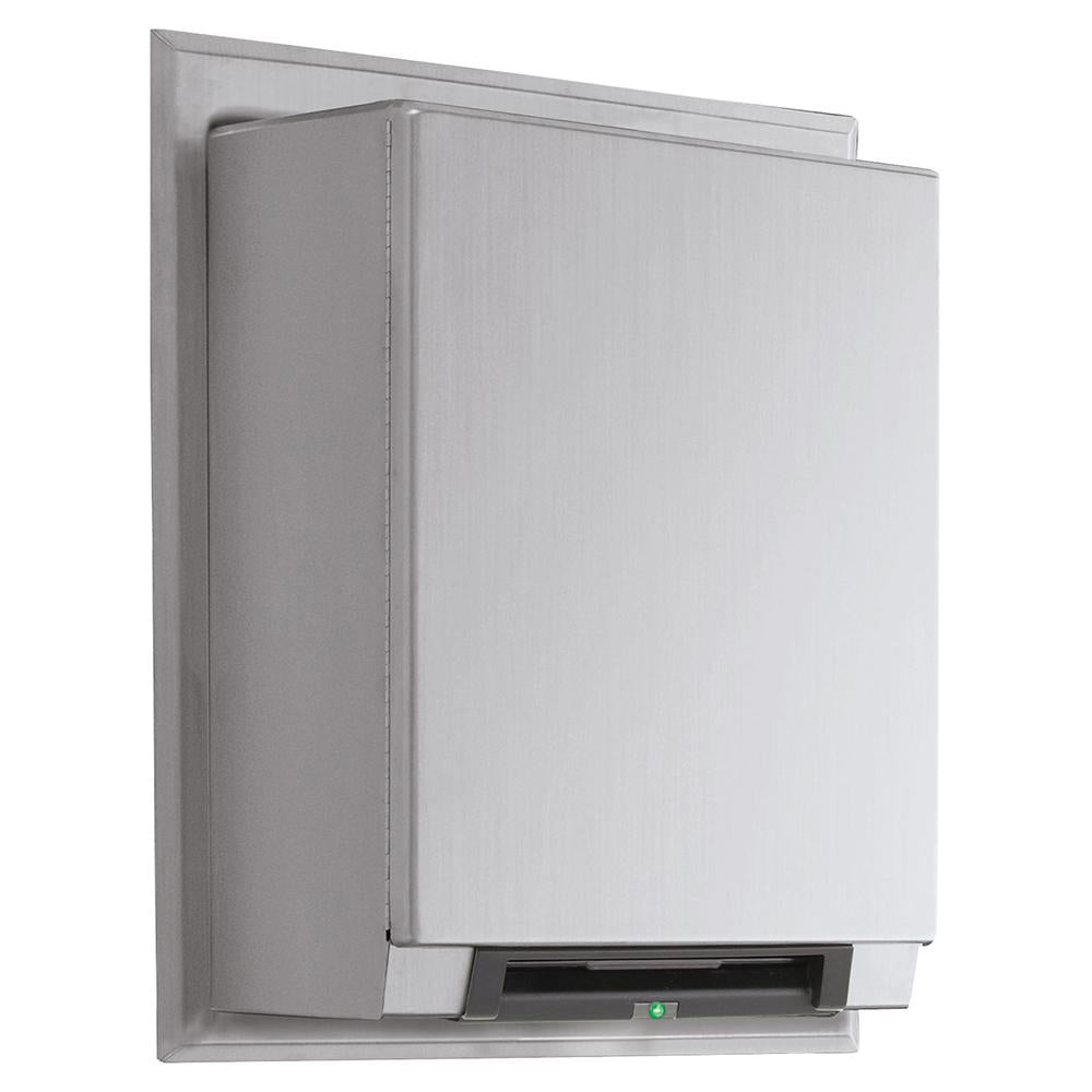 Bobrick B29744 Automatic Paper Towel Dispenser with LED Light - Semi-Recessed Satin Finish for Restrooms, Kitchens & Commercial Spaces
