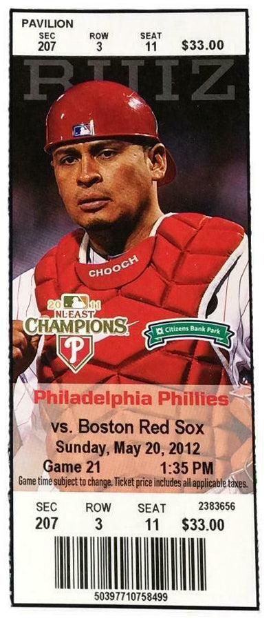 2012 Philadelphia Phillies Game Tickets - Lot of 3 | Authentic MLB Collectibles for Baseball Fans & Sports Memorabilia Enthusiasts | Perfect for Framing, Gifting, or Adding to Your Sports Collection