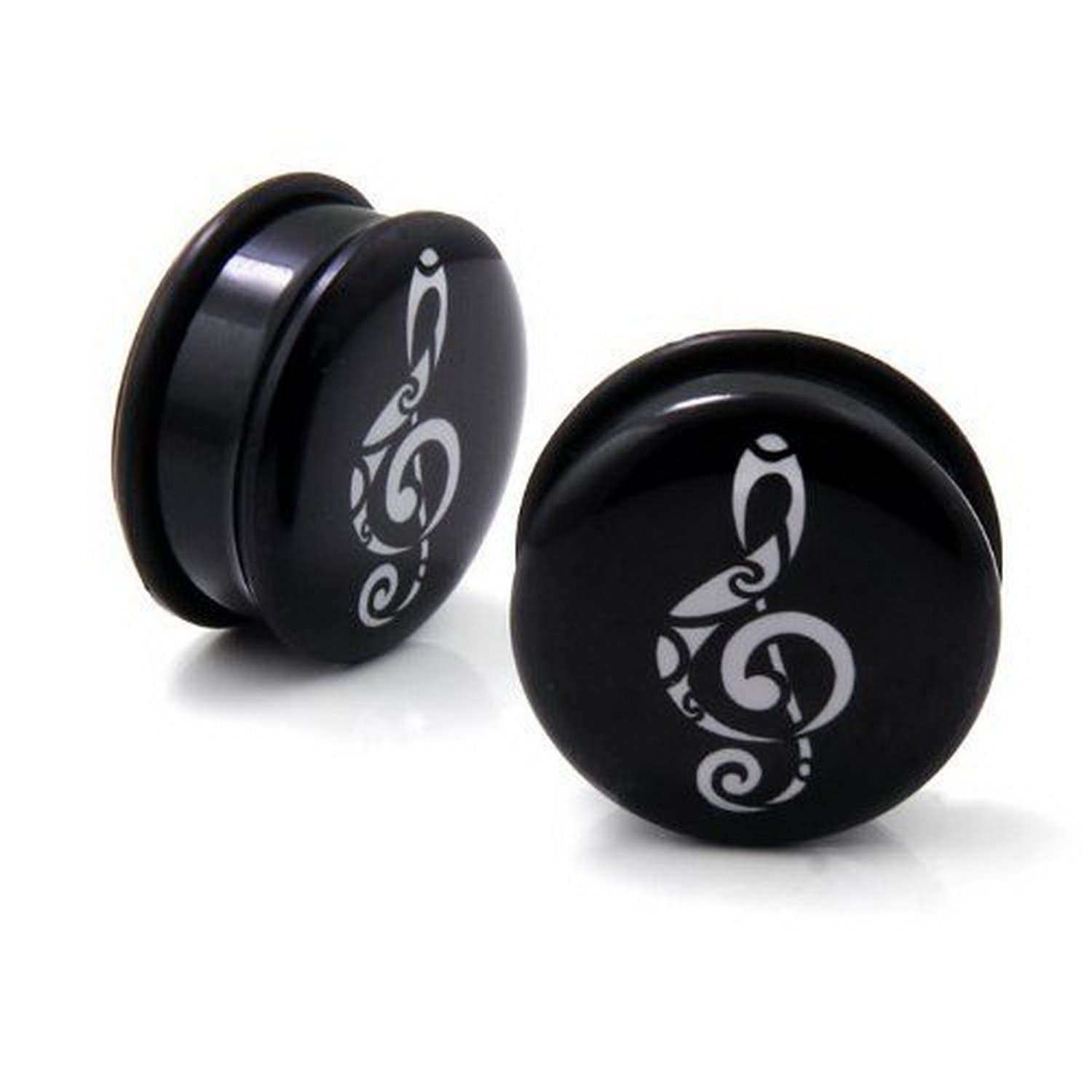 AP-533 Sol Key G-Clef Music Note Acrylic Single Flare O-Ring Solid Ear Plugs Gauges - 22mm (7/8 Inch) - Perfect for Stretching, Body Jewelry & Music Lover Fashion Accessories