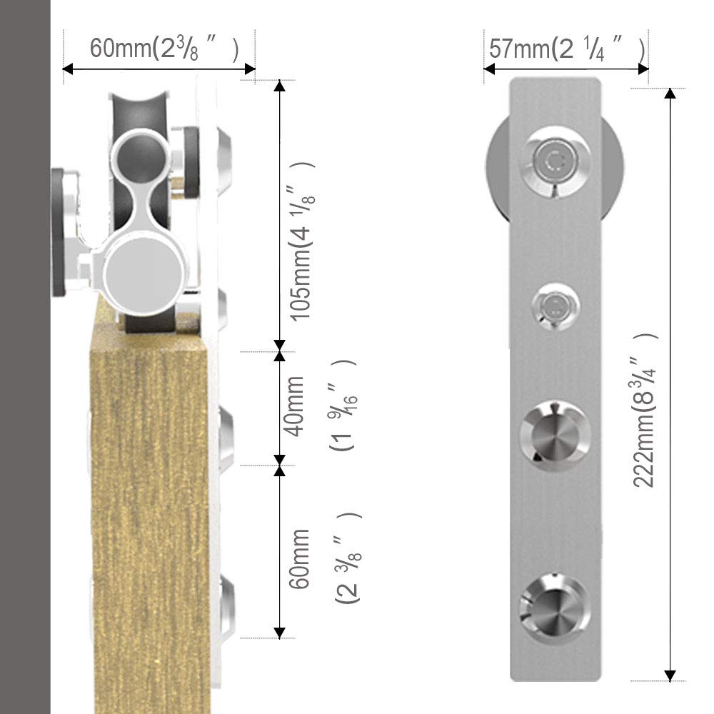 TSMST 16FT Sliding Barn Door Hardware Kit - Heavy Duty Stainless Steel Top Mount Track for Double Wood Doors - Smooth & Quiet L-Style Design - Perfect for Farmhouse, Loft & Rustic Home Decor