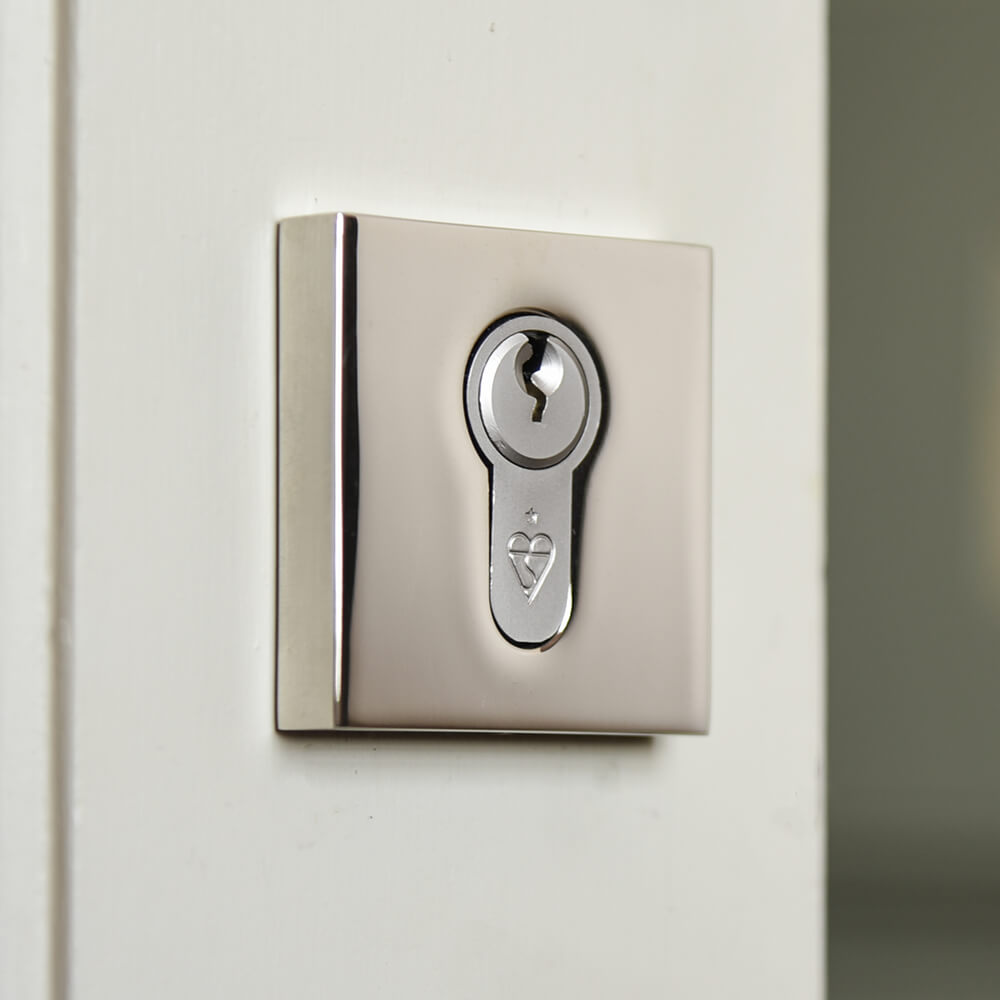 Polished Nickel Concealed Square Euro Escutcheon Plate - Modern Door Hardware for Bathroom & Bedroom Privacy