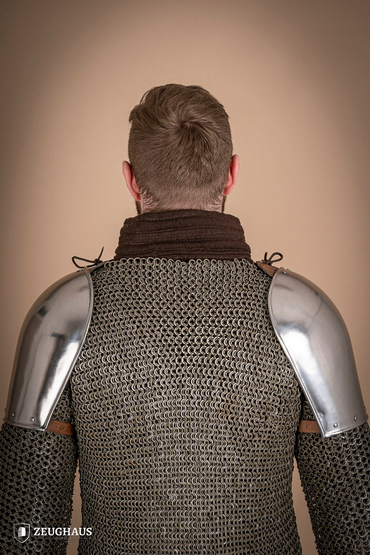 Polished Pauldrons 1350 1425 1.6mm - Medieval Armor Shoulder Plates for LARP, Cosplay & Renaissance Fairs