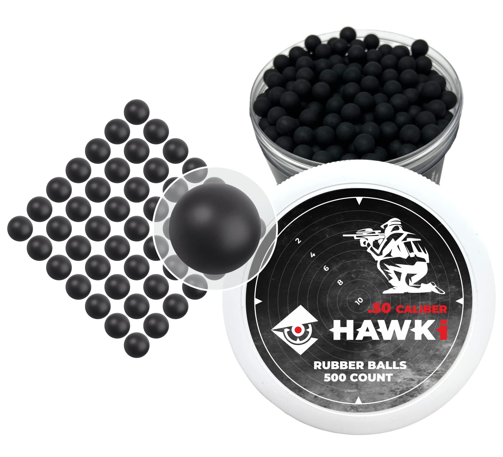 Hawki .50 & .43 Caliber Reusable Soft Rubber Training Balls - Less Lethal Ammo for Paintball Guns | Perfect for Target Practice, Force-on-Force Drills & Tactical Training Exercises