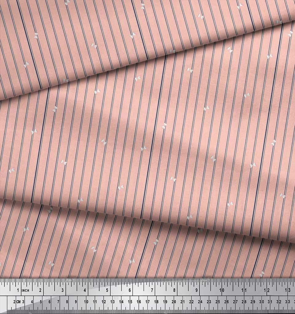 Soimoi Velvet Fabric - Striped & Sand Timer Print Shirting Decor Fabric - 58 Inch Wide - Perfect for Upholstery, Curtains, and DIY Home Decor Projects