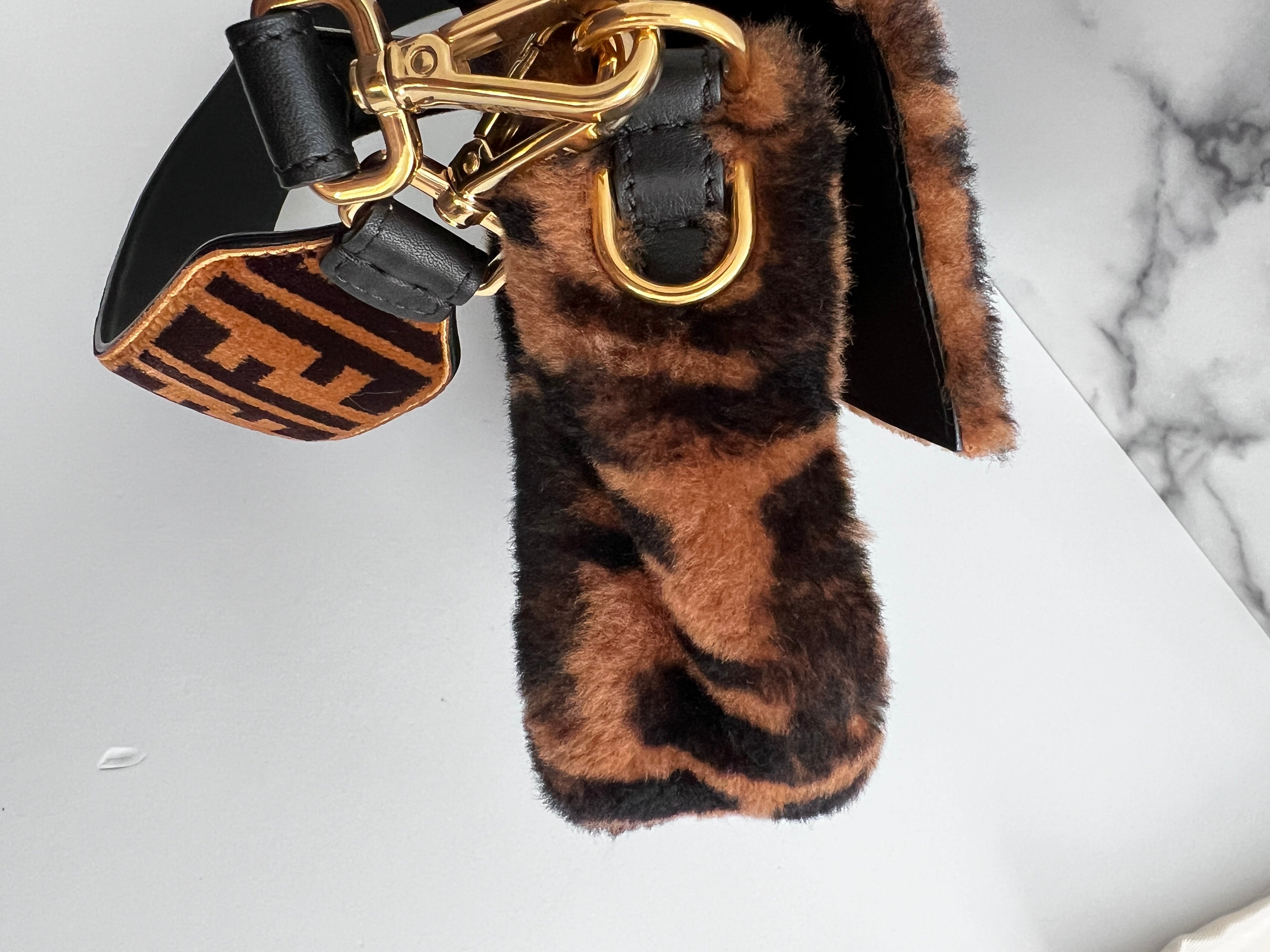 Fendi FF Shearling Baguette Bag with FF Velvet Strap - Luxury Crossbody Purse for Women, Perfect for Parties, Dates & Everyday Use