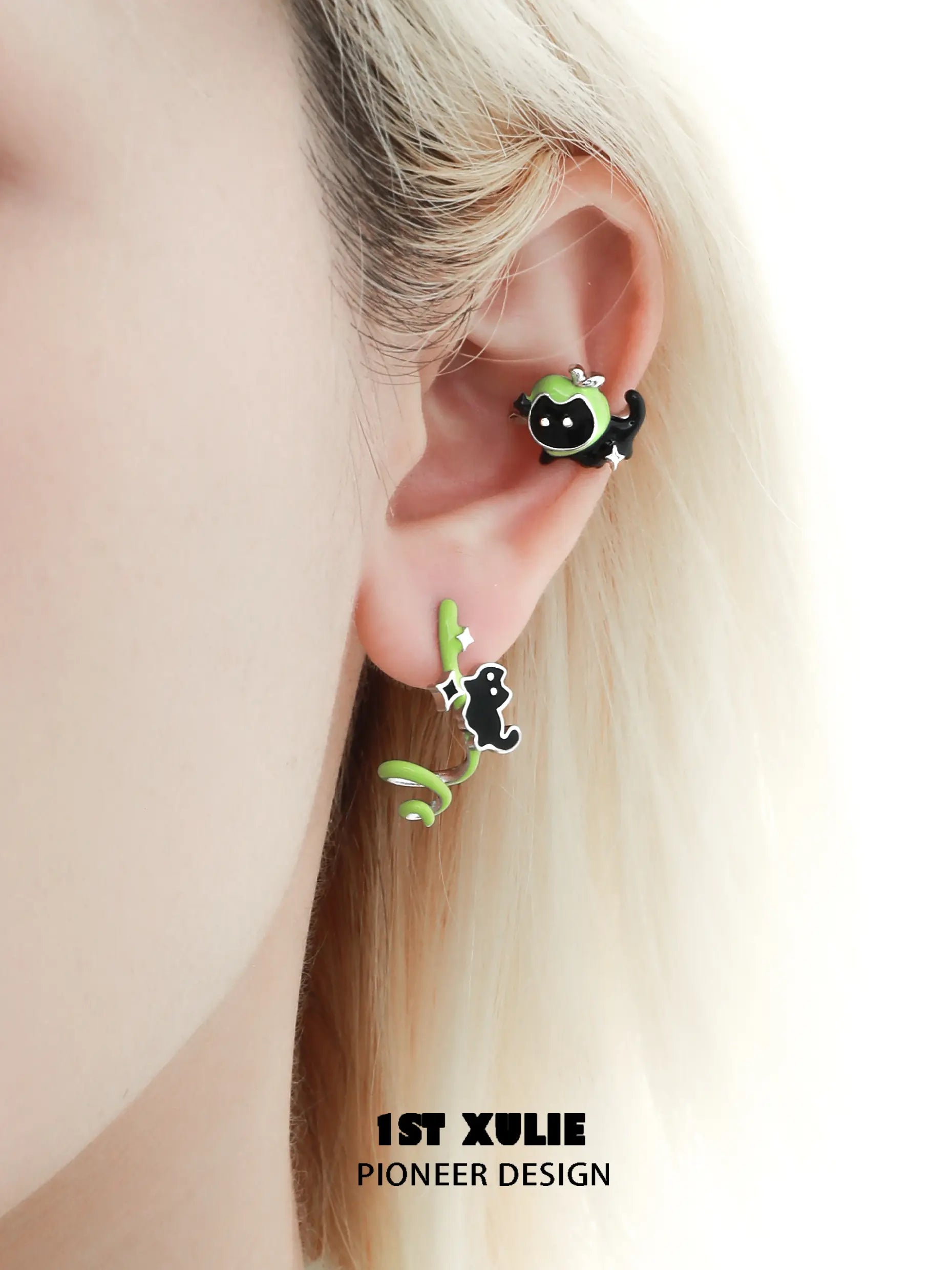 18k Platinum Plated Kitten & Puppy Earrings - Cute Animal Ear Clips for Girls | Perfect Gift for Pet Lovers, Birthday & Valentine's Day Jewelry