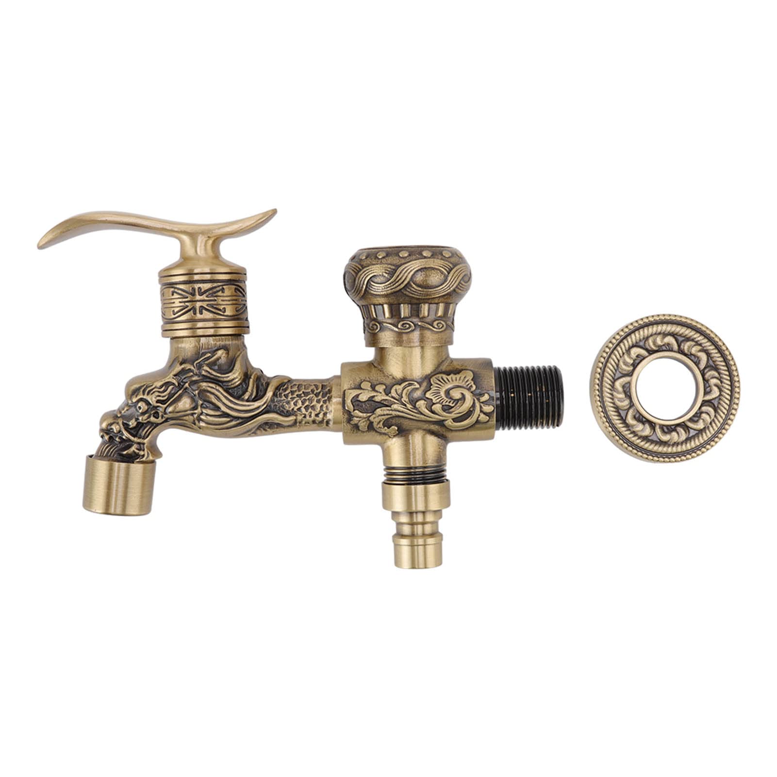 Antique Brass Dragon Faucet - 2 Handles 1 Hole Bathroom Sink Tap for Vintage Decor