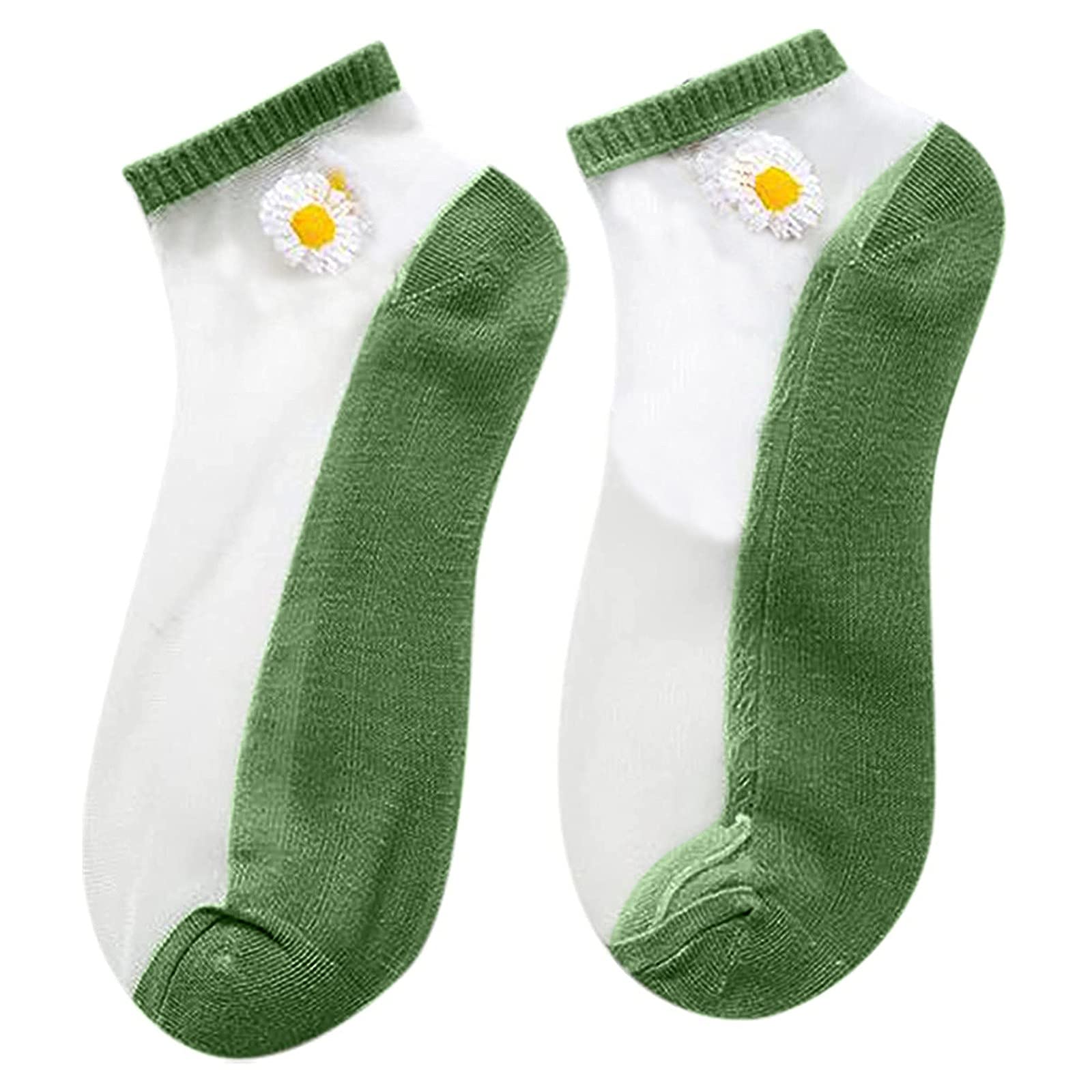 Breathable Mesh Daisy Embroidery Women's Casual Socks - Cute Solid Color Short Socks for Everyday Wear, Workout & Summer Outfits