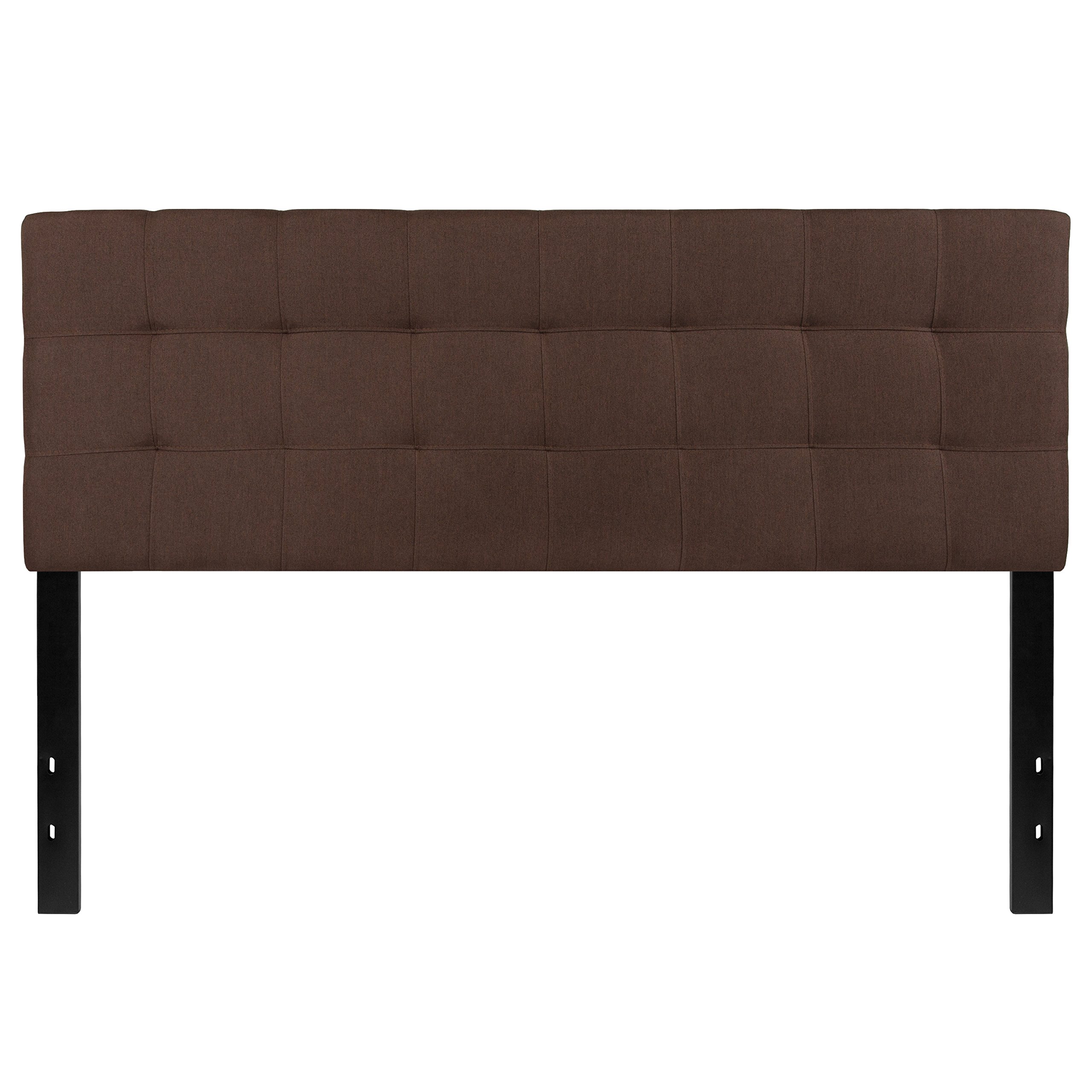 Quilted Tufted Queen Size Headboard - Dark Brown Upholstered Fabric Headboard for Bedroom, Elegant Bed Frame Accent for Master Bedroom Decor