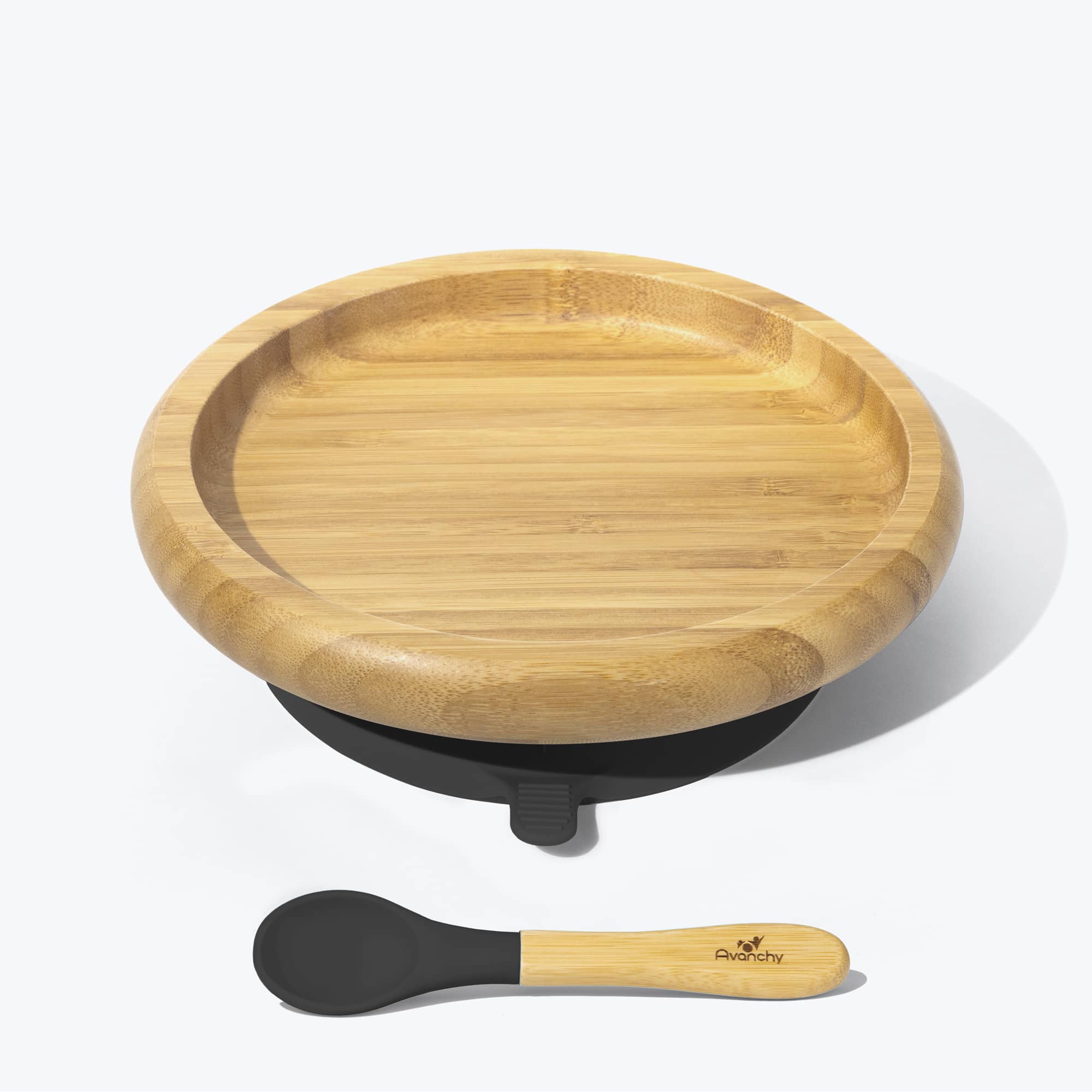 Avanchy Bamboo Suction Baby Plate with Spoon - Eco-Friendly Toddler Feeding Set for Mess-Free Meals - Perfect for High Chairs, Travel & Home Use