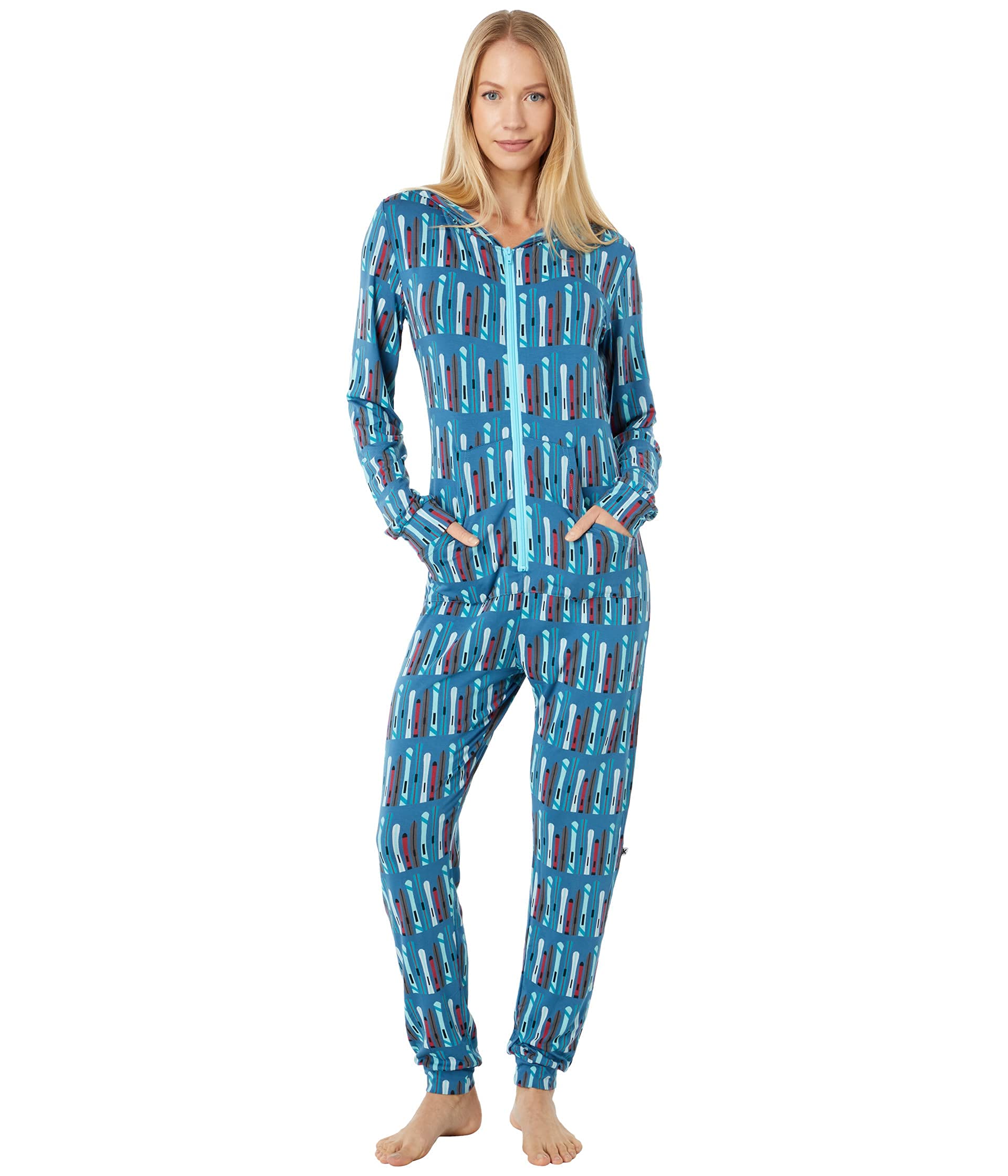 KICKEE Women's Soft Hooded Long Sleeve Jumpsuit - Comfortable Loungewear with Celebrations Print, Family Matching Pajama Set for Women - Perfect for Holidays, Family Gatherings & Cozy Nights at Home
