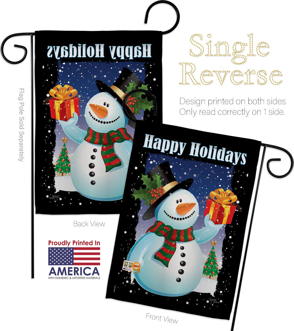 Christmas Snowman Garden House Flags Kit - Winter Holiday Decorative Yard Banner with Santa & Reindeer - Made in USA 28x40 Inches - Perfect for Front Yard, Porch & Seasonal Outdoor Decor