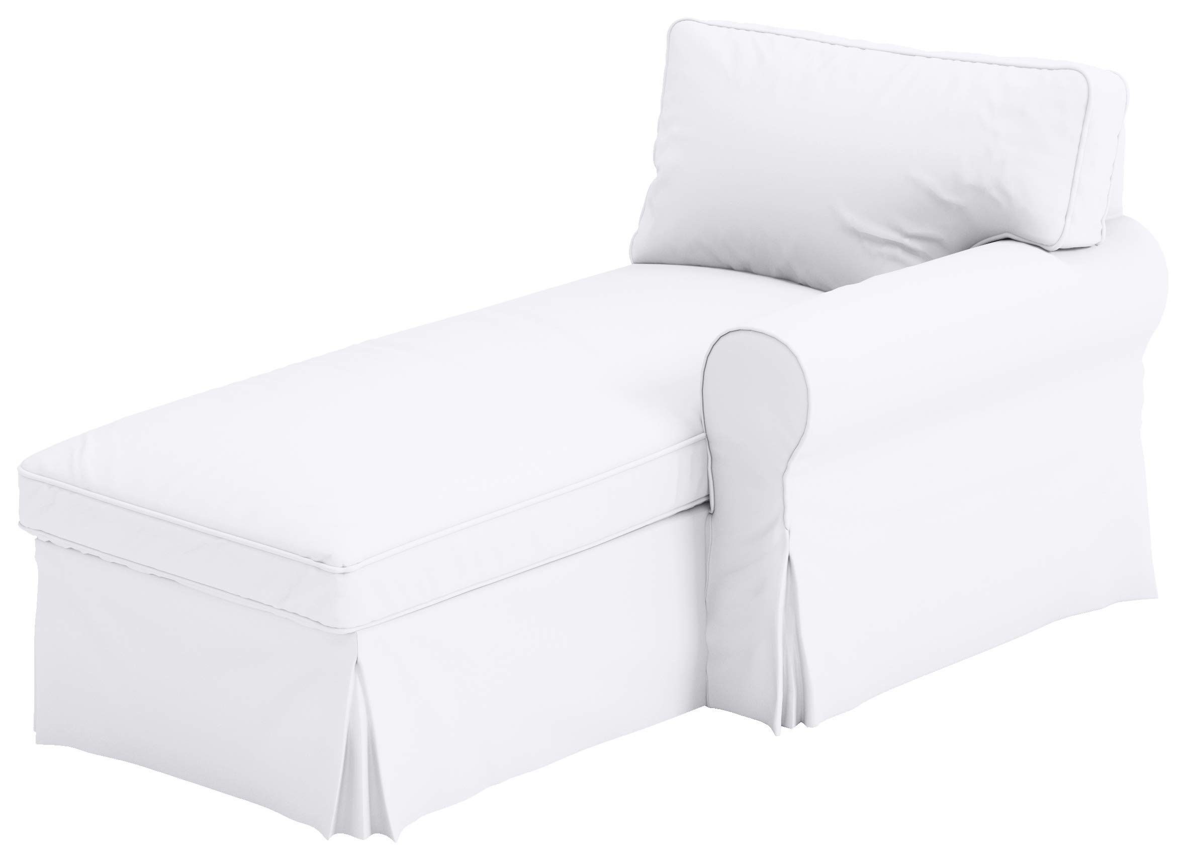White Ektorp Chaise Slipcover with Arm - Thick Cotton Sofa Cover Replacement for IKEA Ektorp Chaise Lounge (Right Arm) - Perfect for Living Room, Bedroom & Home Decor Protection