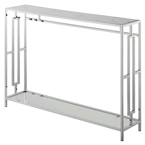 White Faux Marble/Chrome