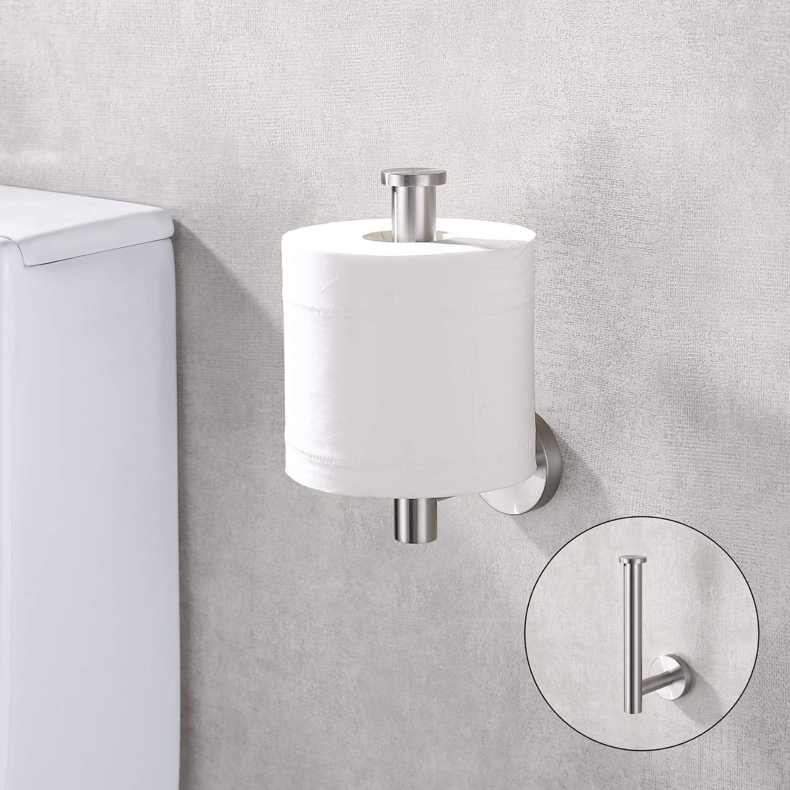 TASTOS Brushed Nickel Toilet Paper Holder - 5 Inch SUS304 Stainless Steel Wall Mount Tissue Roll Dispenser - Modern Round Bathroom & Kitchen Accessory for Home, Office, Hotel (Easy Installation, Rustproof)