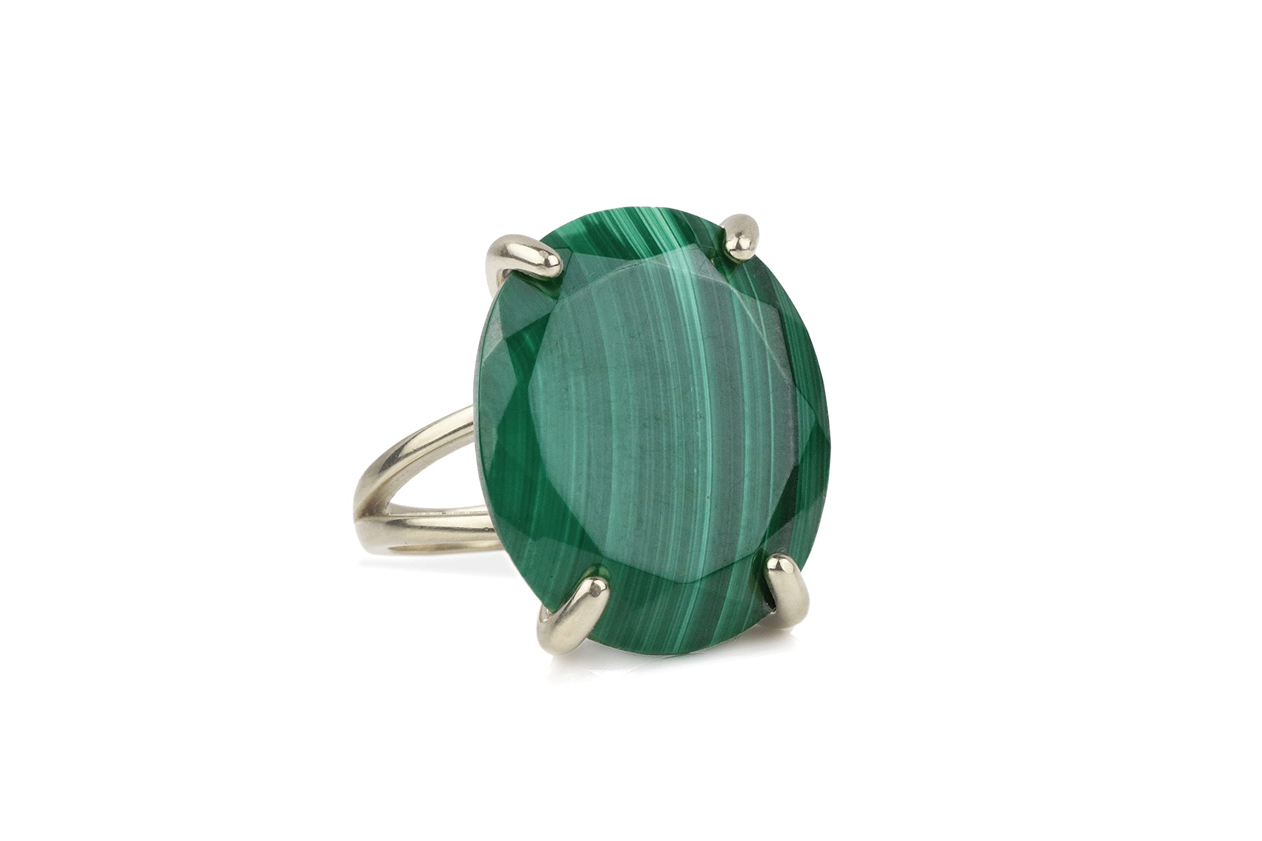 Handmade Sterling Silver Malachite Ring for Women - Natural Oval Gemstone Jewelry - Elegant Fashion & Gift for Her - Perfect for Weddings, Parties & Everyday Wear