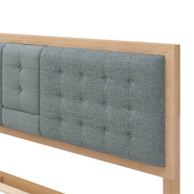 Sabina Upholstered Platform Bed with Adjustable Headboard - Solid Wood Frame Queen Size Bed - Perfect for Modern Bedroom, Guest Room & Master Suite
