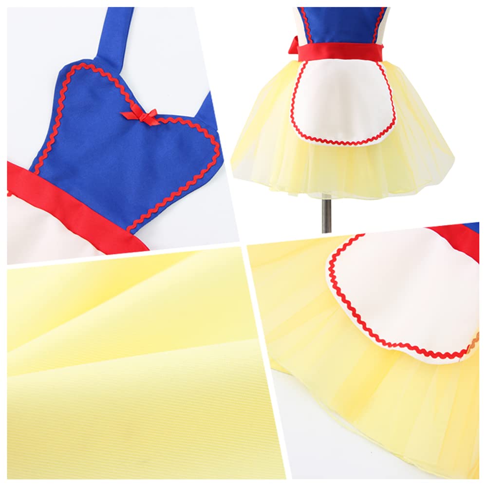 Girls Princess Costume Apron - Kids Cooking Kitchen Apron for Birthday Party & Dress Up Play - Perfect for Pretend Play, Tea Parties & Baking Activities