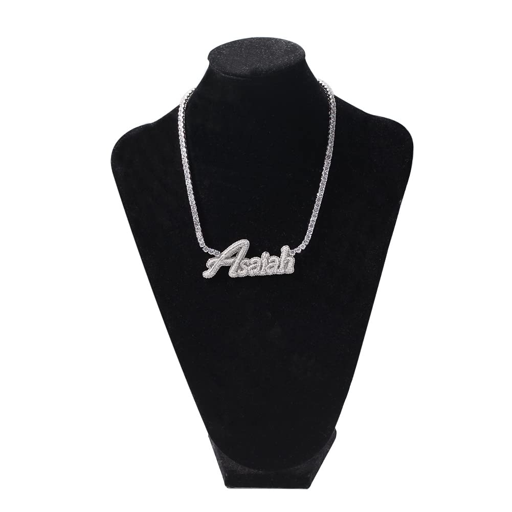 Custom Iced Out Name Necklace - Personalized Hip Hop Bling Diamond Pendant with 20