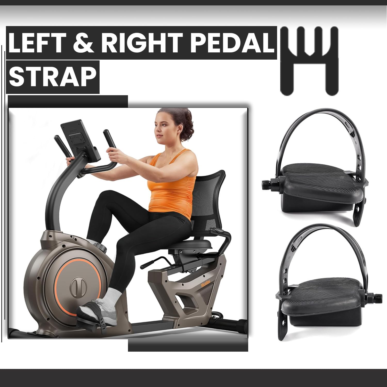 Left & Right Foot Pedal Pair Set with Adjustable Strap - Compatible with R6-PS Circle Fitness Recumbent Bike - Perfect for Home Gym, Physical Therapy & Cardio Workouts