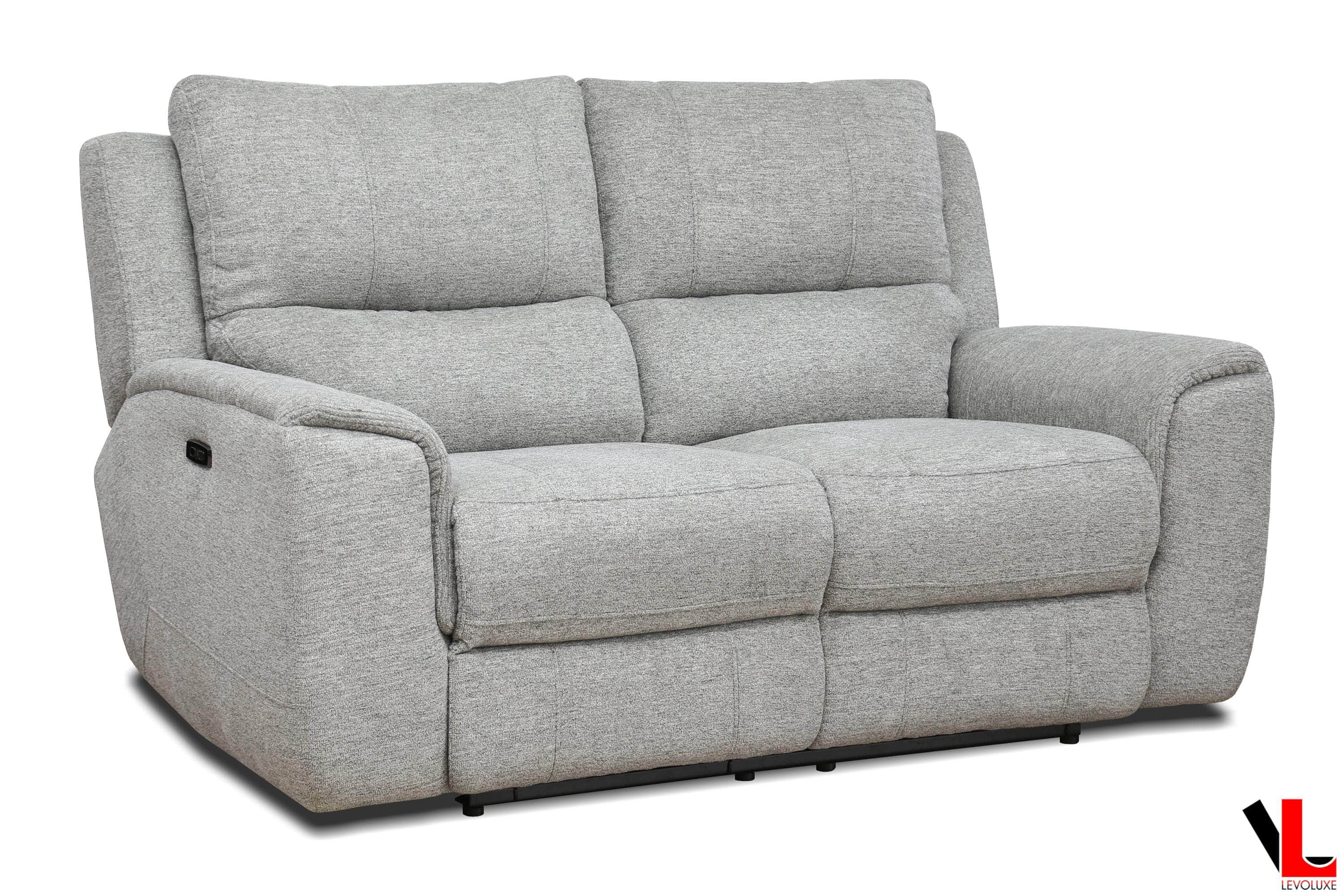Sentinel 65 Power Reclining Loveseat with Adjustable Headrest - Soft Tweed Ash Fabric - Perfect for Living Room, Home Theater & Small Spaces