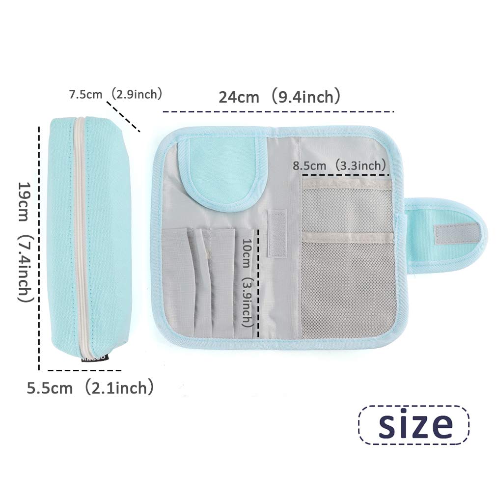 iSuperb Large Capacity Canvas Pencil Case - Removable Zipper Pouch for School, Office & Travel - Stationery Organizer, Makeup Bag for Women & Girls (Blue) - Perfect for Backpack, Laptop Bag & Daily Essentials Storage